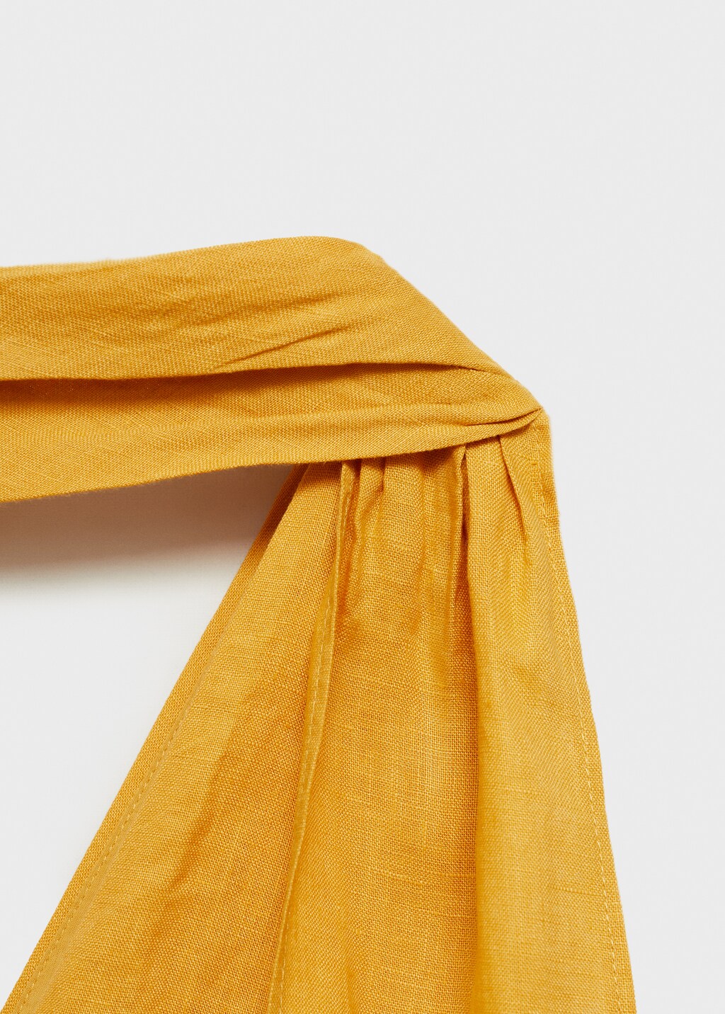 Linen pleated midi-dress - Mustard