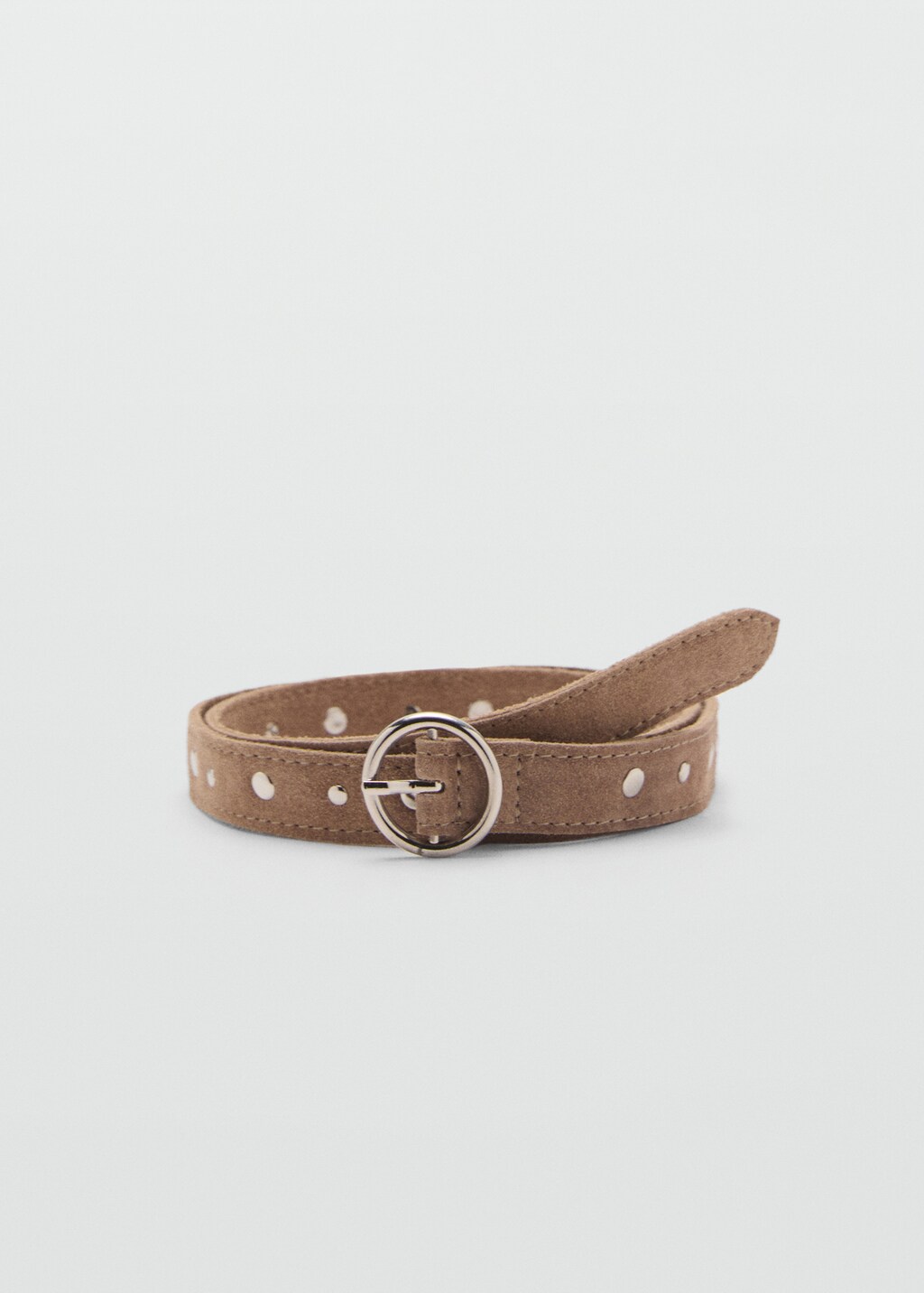 Laser-cut suede belt - Sand