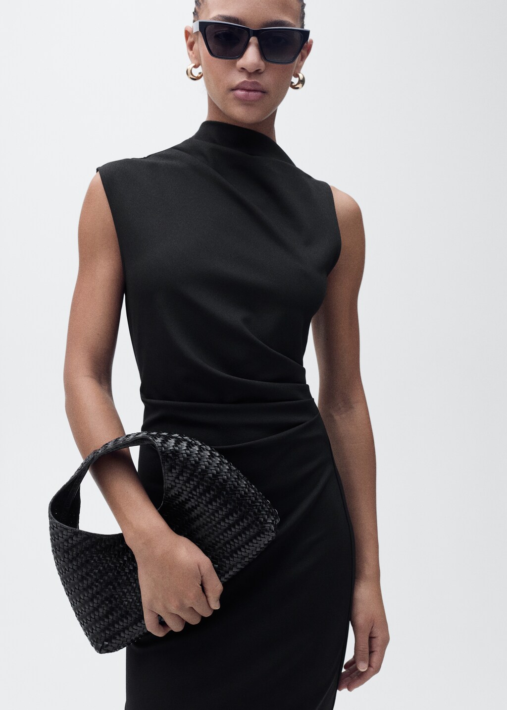 Draped midi-dress - Black