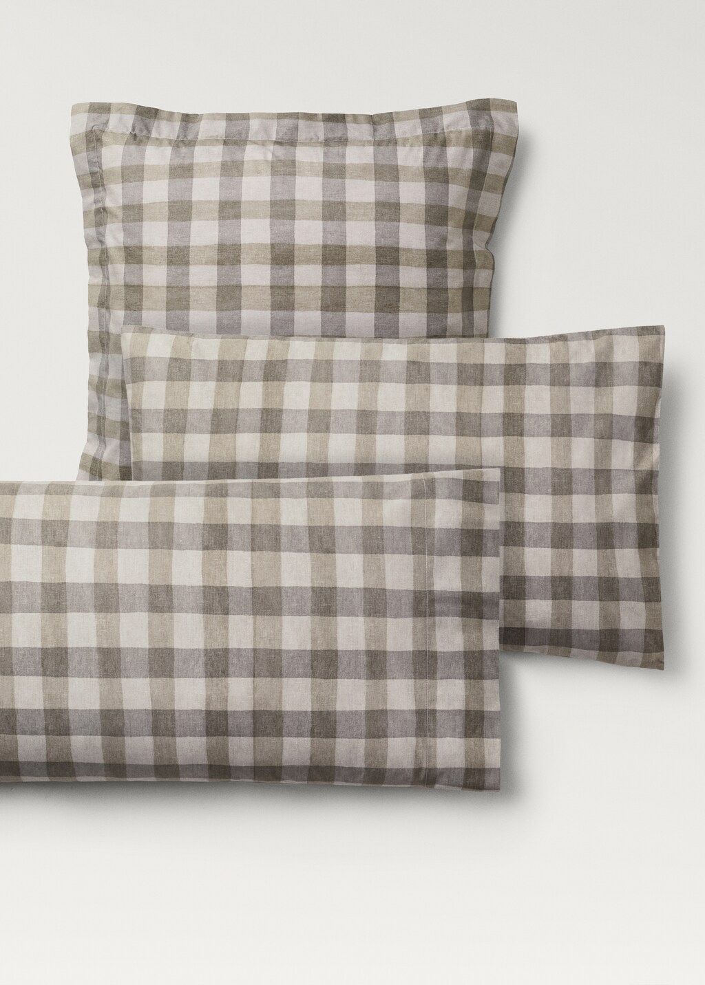 Cotton percale check pillowcase, 45x110 cm - Medium Brown