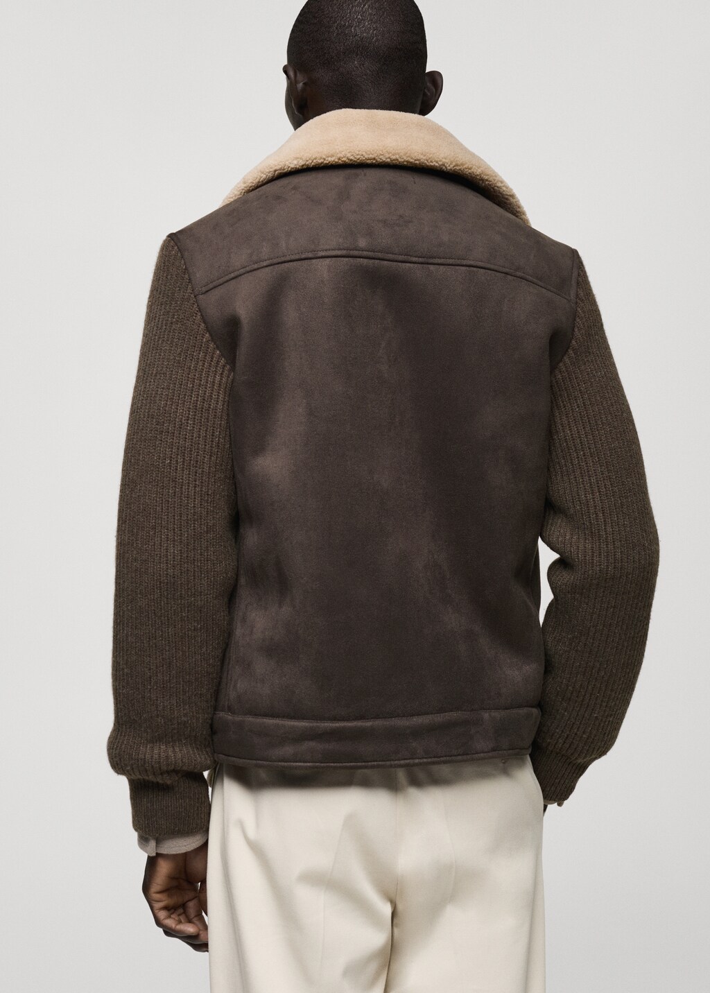 Shearling and suede-effect jacket - Chocolate