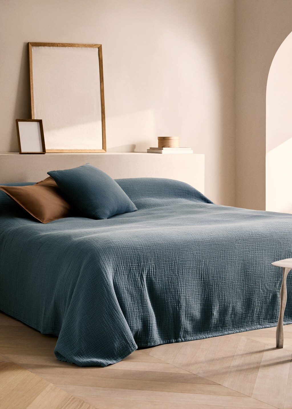 Gauze cotton bedspread for 130/150 cm bed - Plum