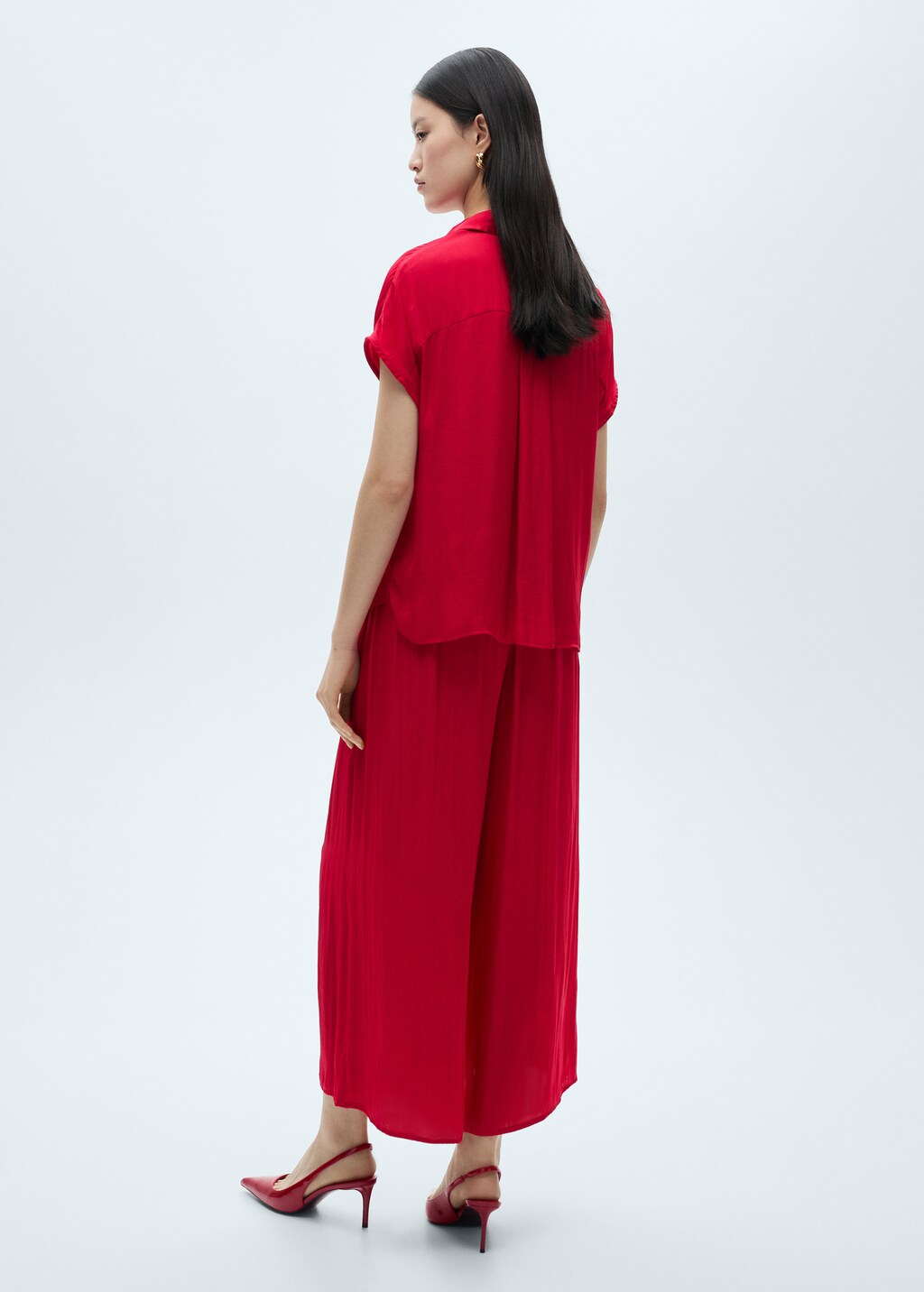 Flowy palazzo trousers - Petrol Blue