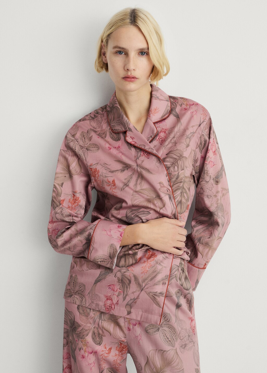 Tropical-print pyjama shirt - Green