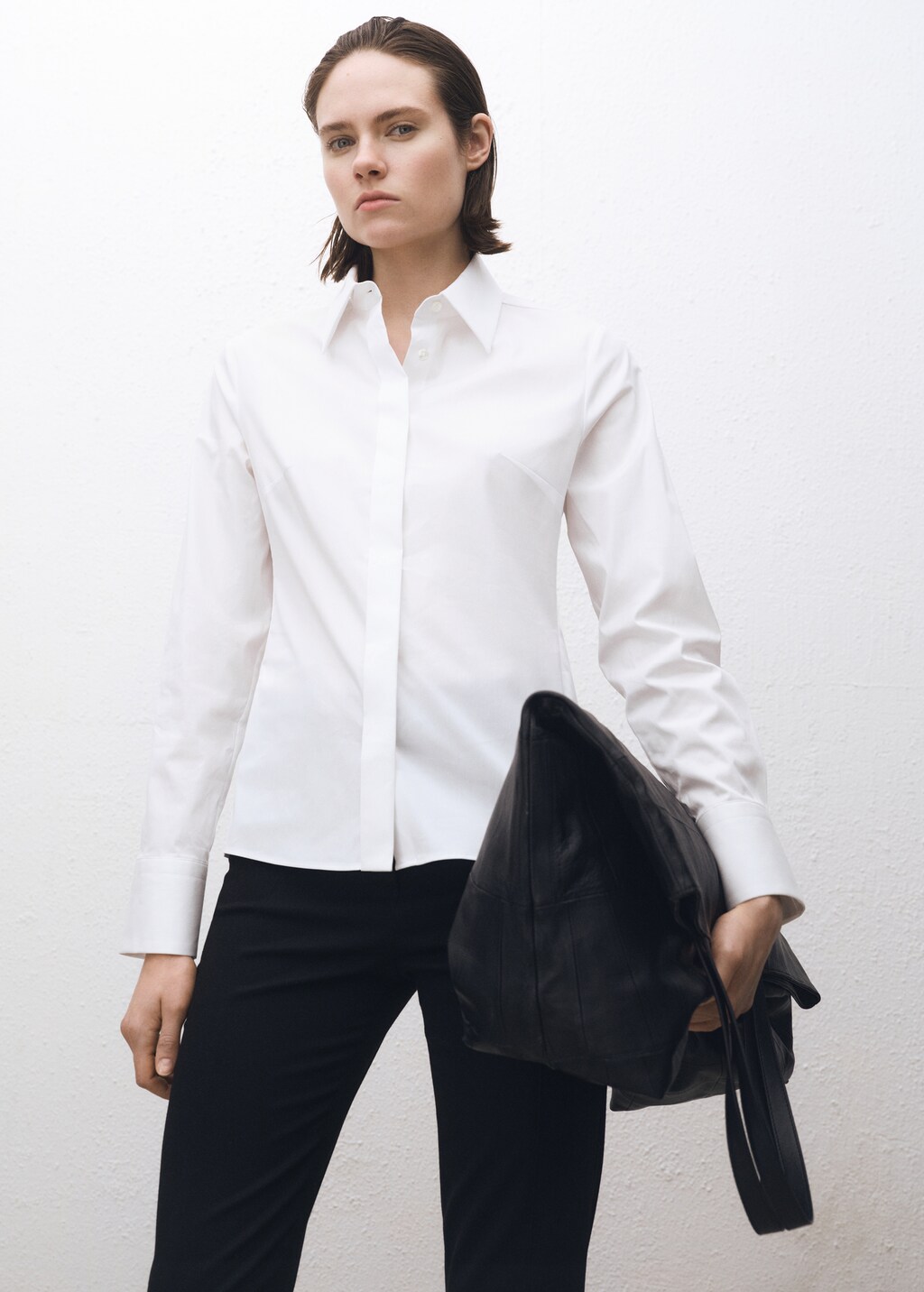 Slim-fit poplin shirt - Off White