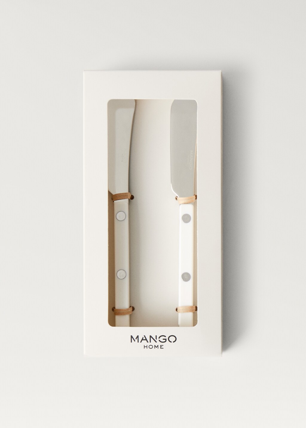 2-piece butter knife set with resin handle - White