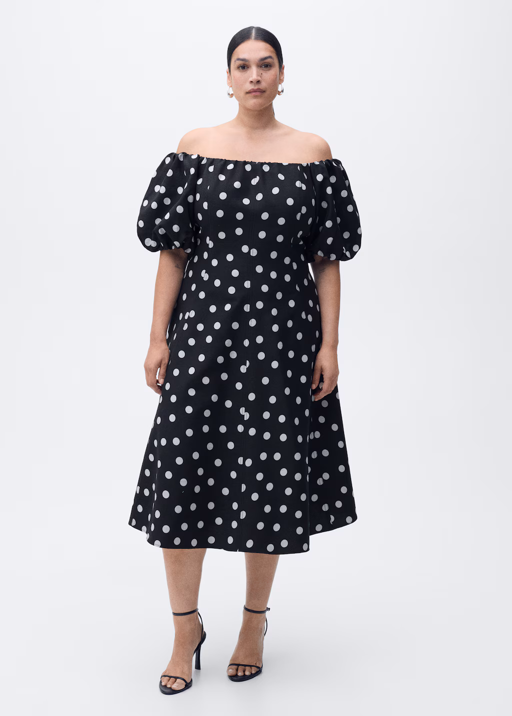 Strapless polka dot dress - Black