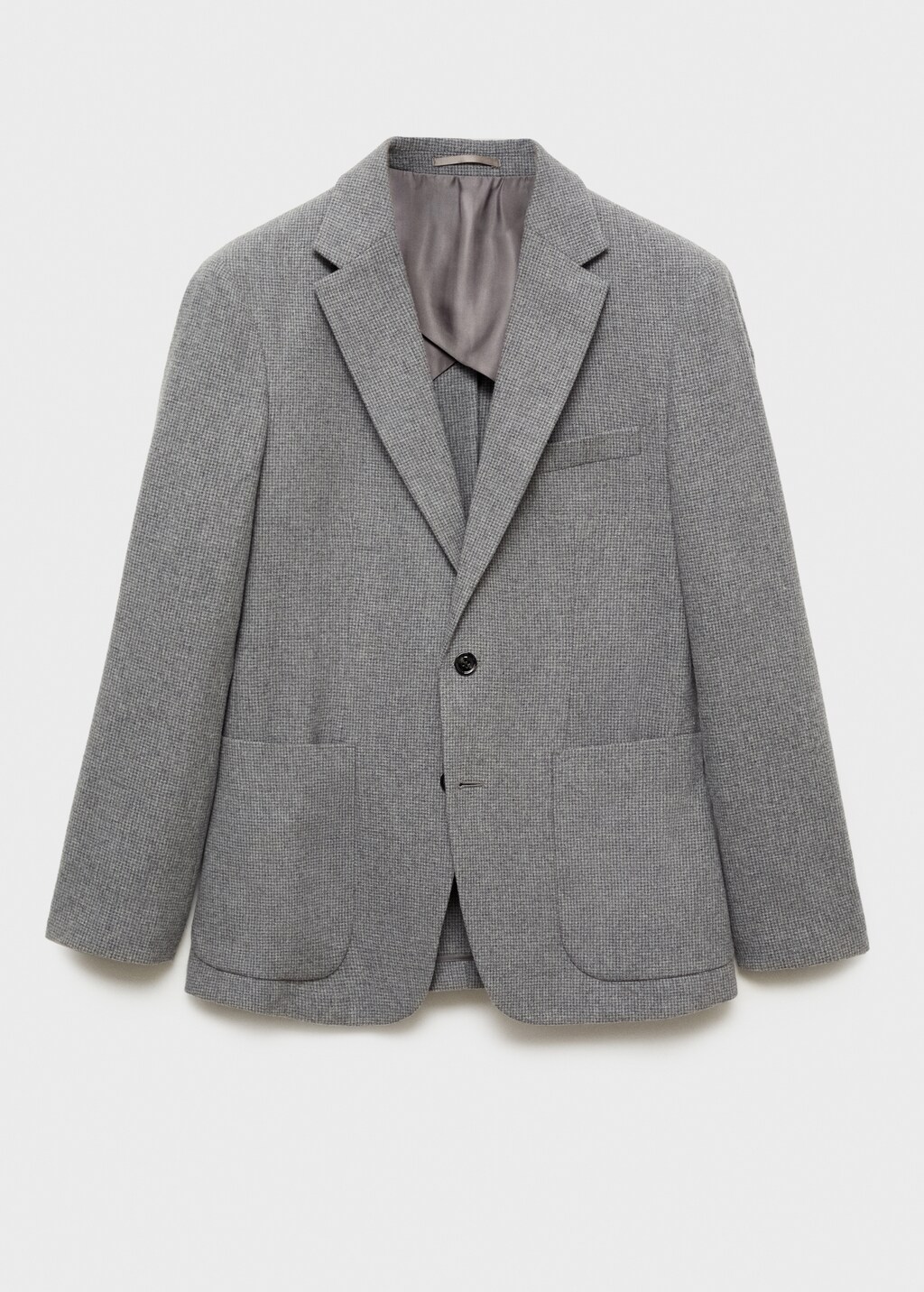 Slim-fit micro-houndstooth wool jacket - Grey