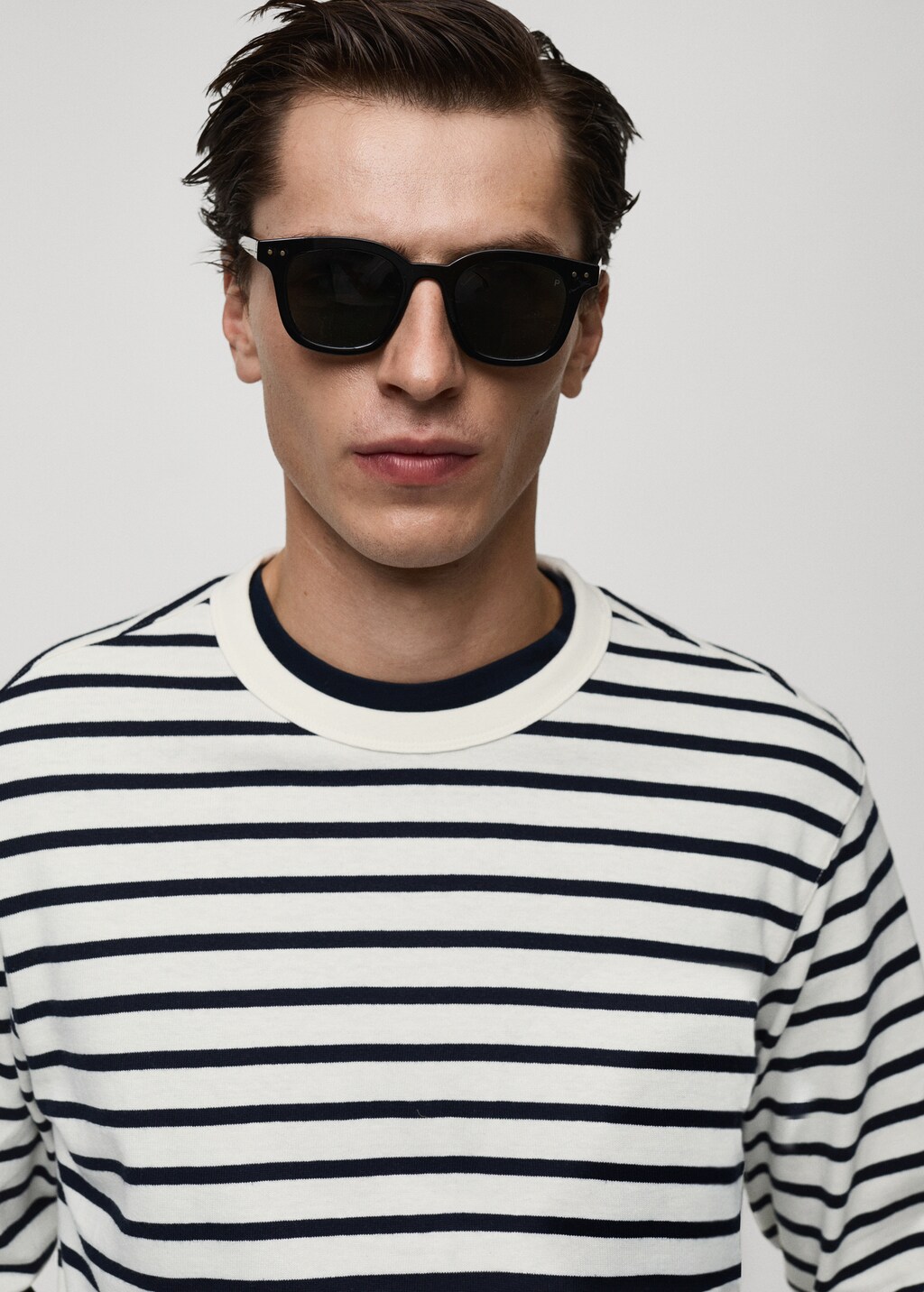 Striped 100% cotton t-shirt - Burgundy