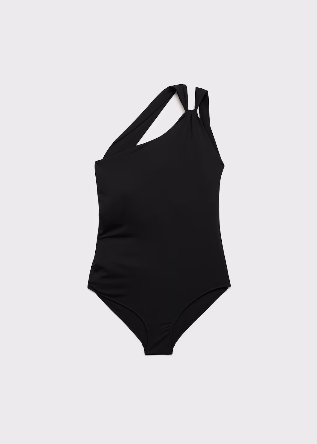 Asymmetrical swimsuit with gathered detail - Black
