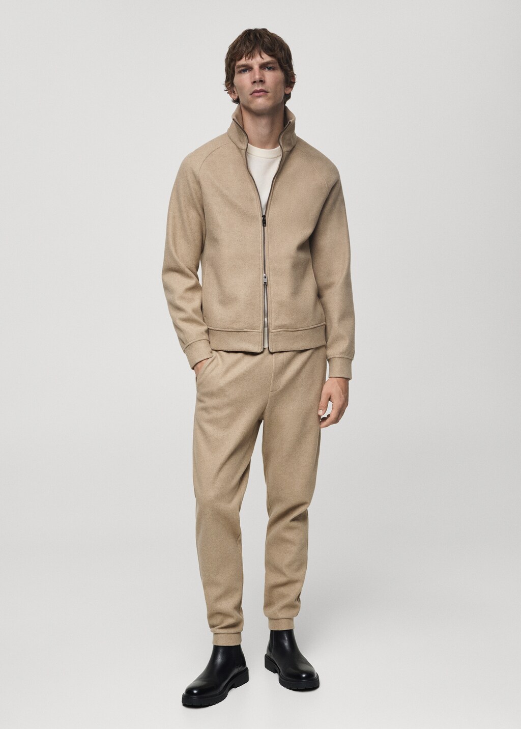 Regular-fit jacket with zip - Beige