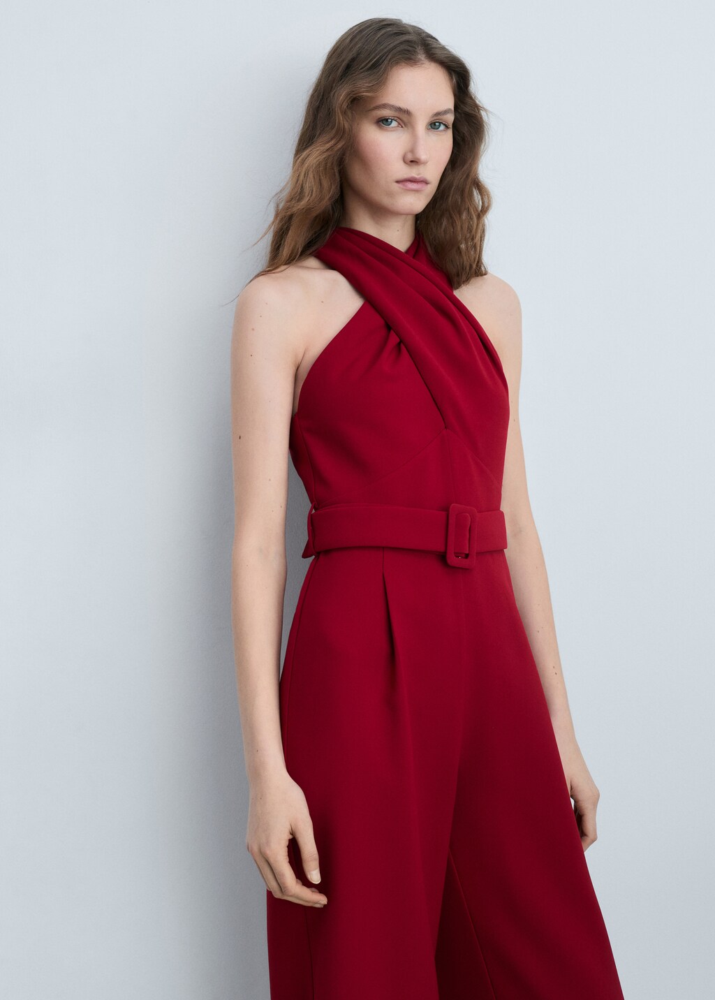 Belt wrap jumpsuit - Wine