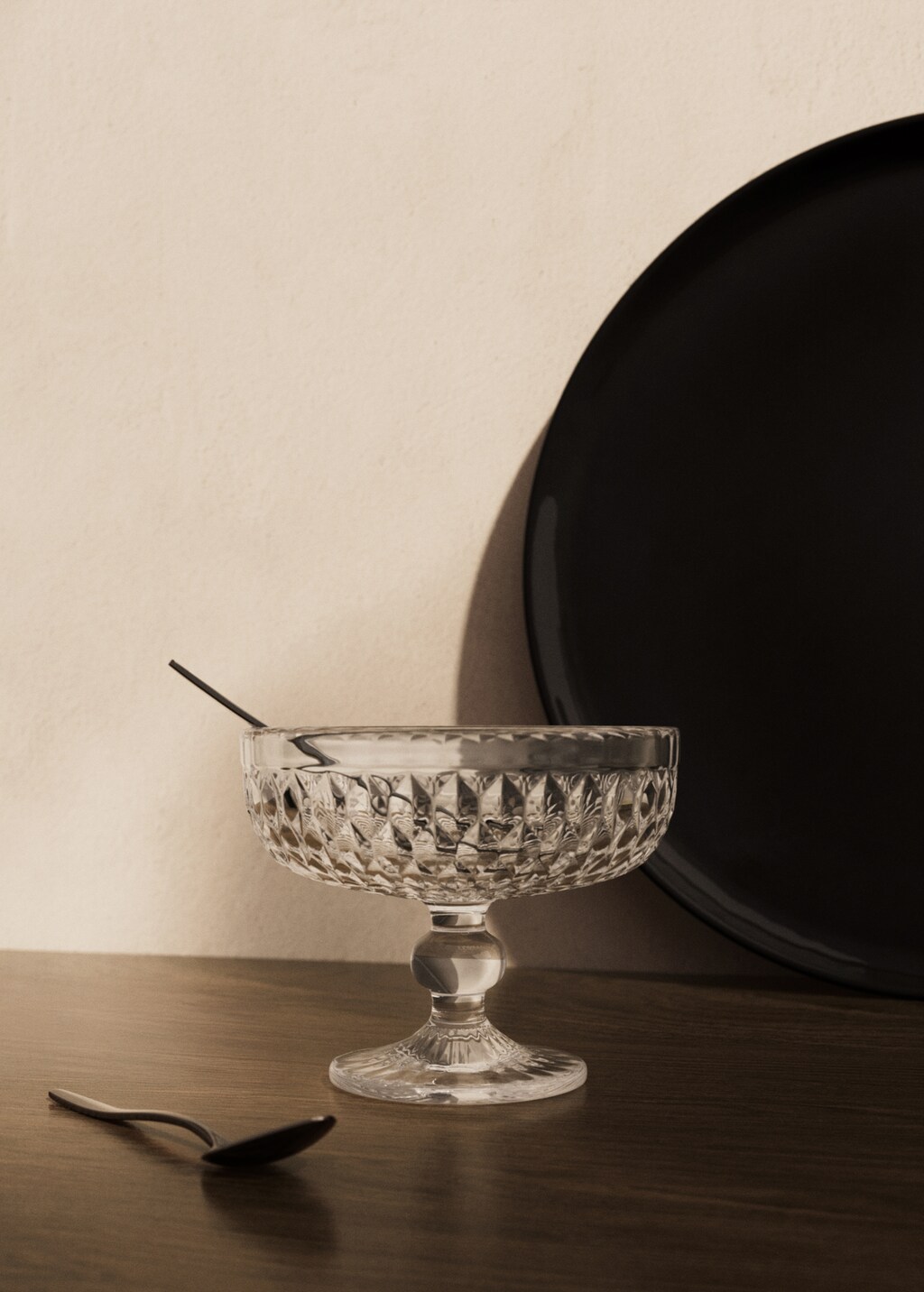 Geometric embossed-glass ice cream glass - Ice Grey