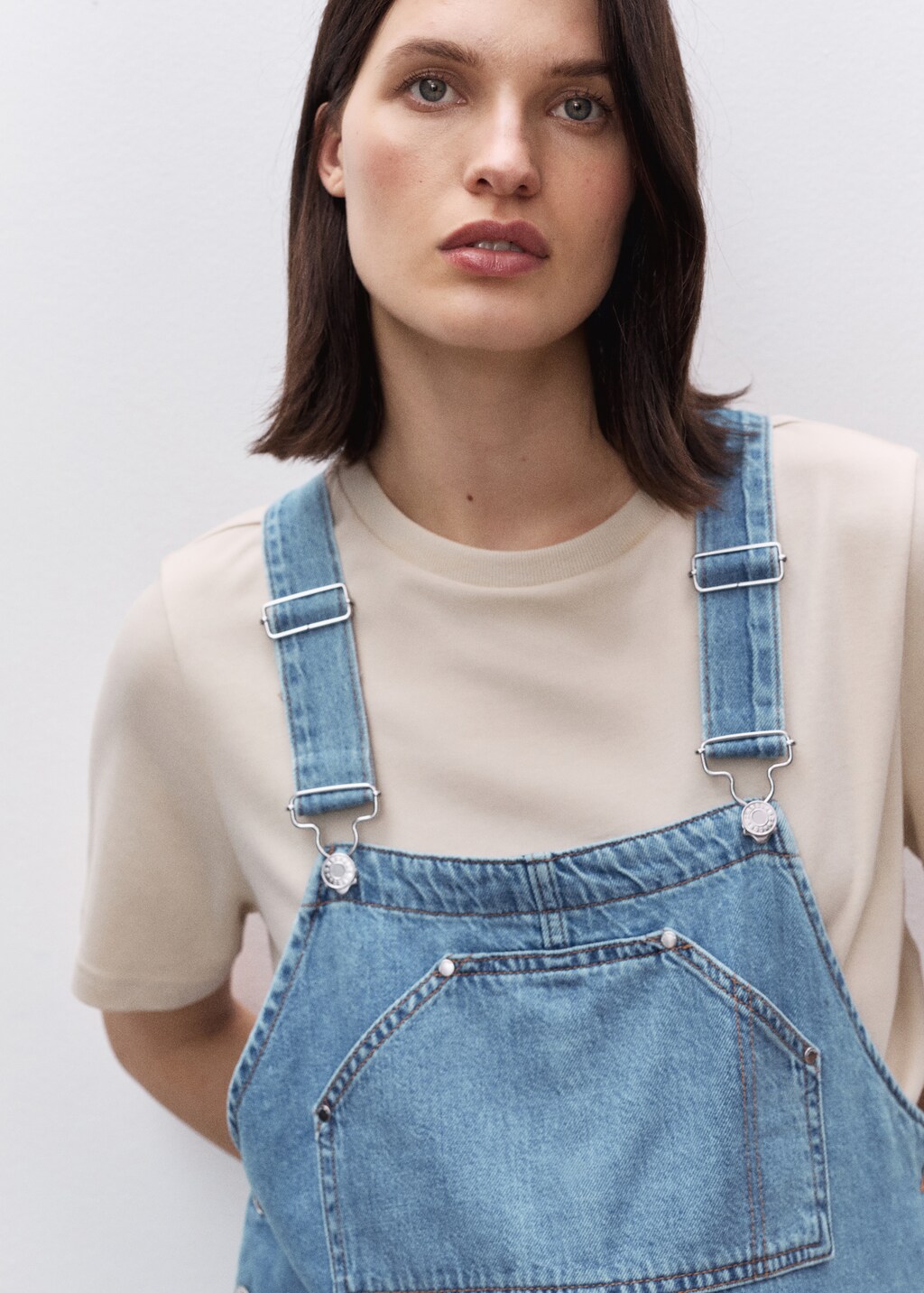 Maternity denim dungarees - Medium Blue