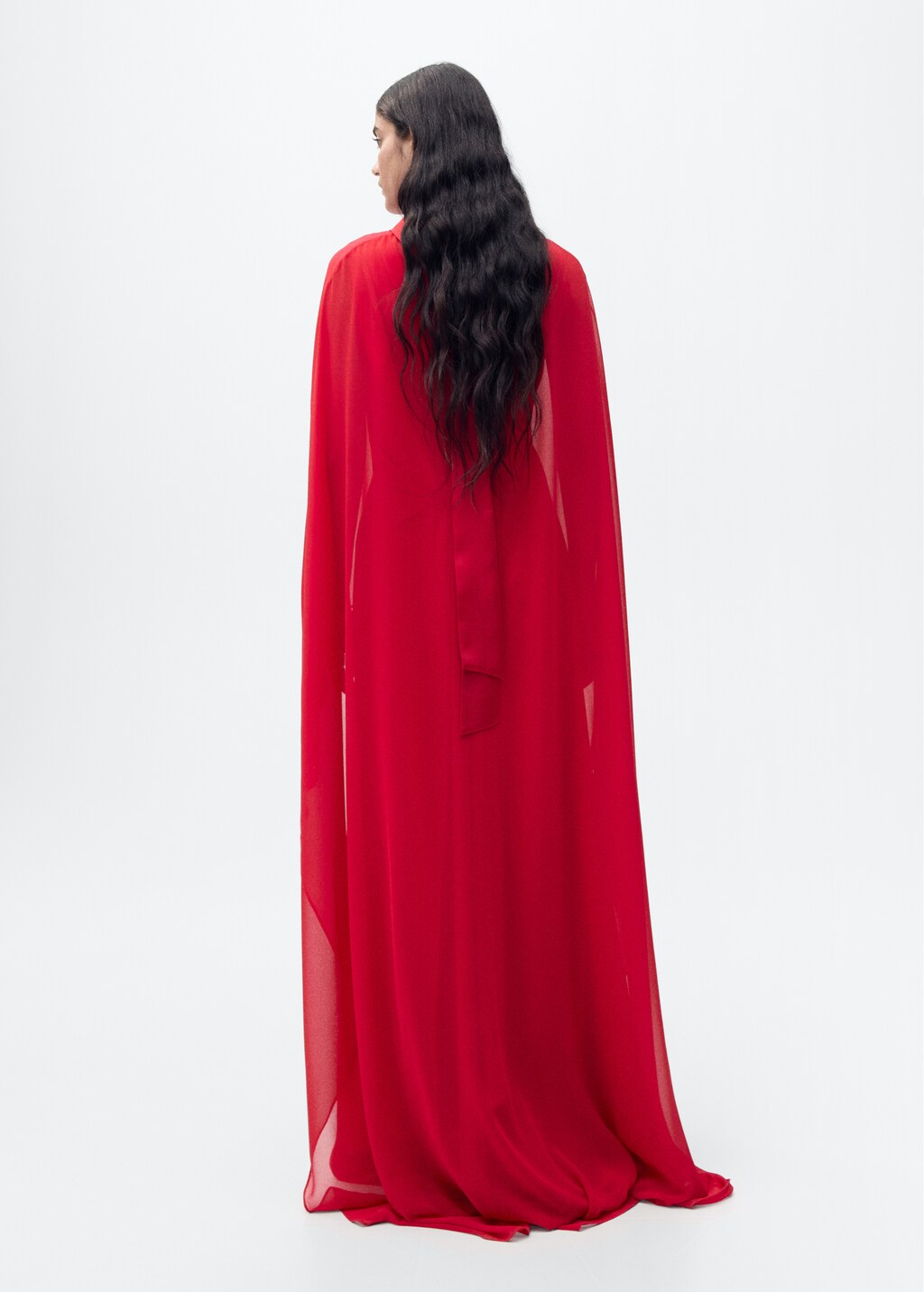 Long cape with bow - Red