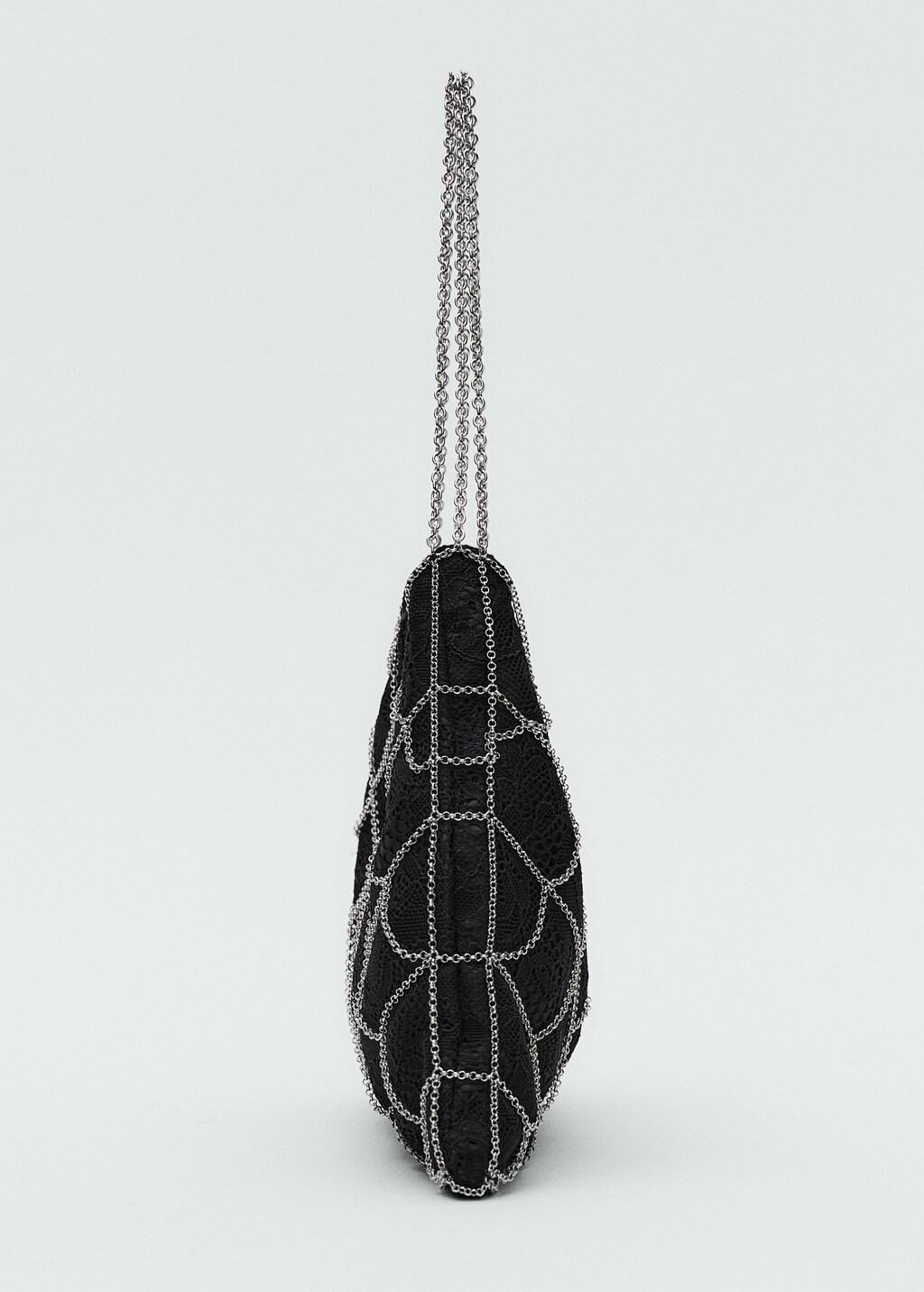 Guipure mesh chain bag - Black
