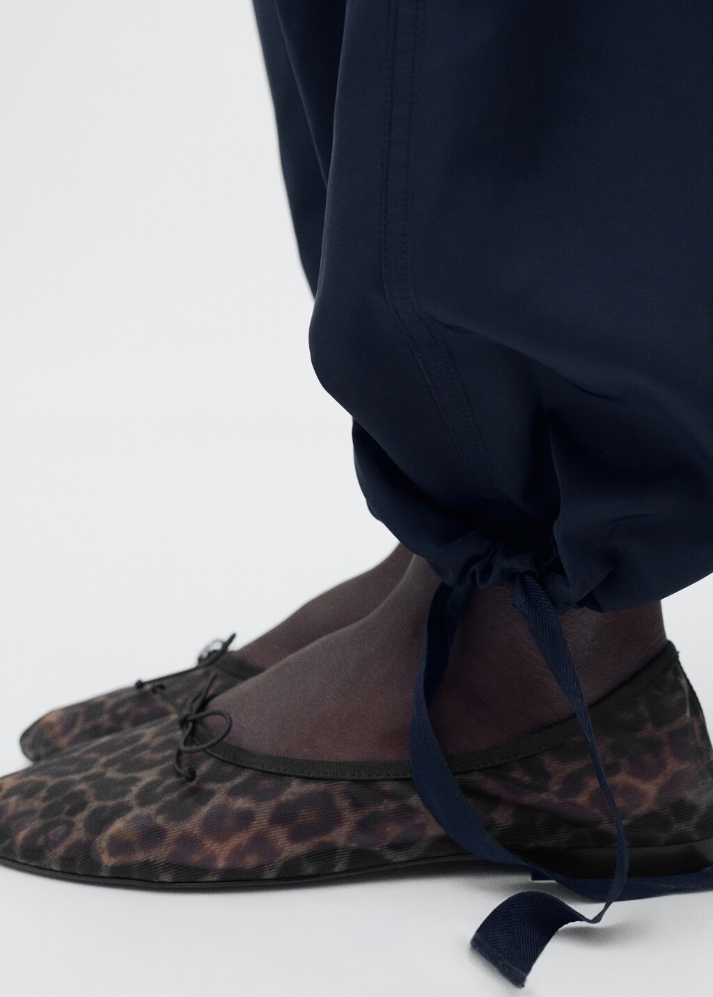 Animal-print mesh ballerina flats - White