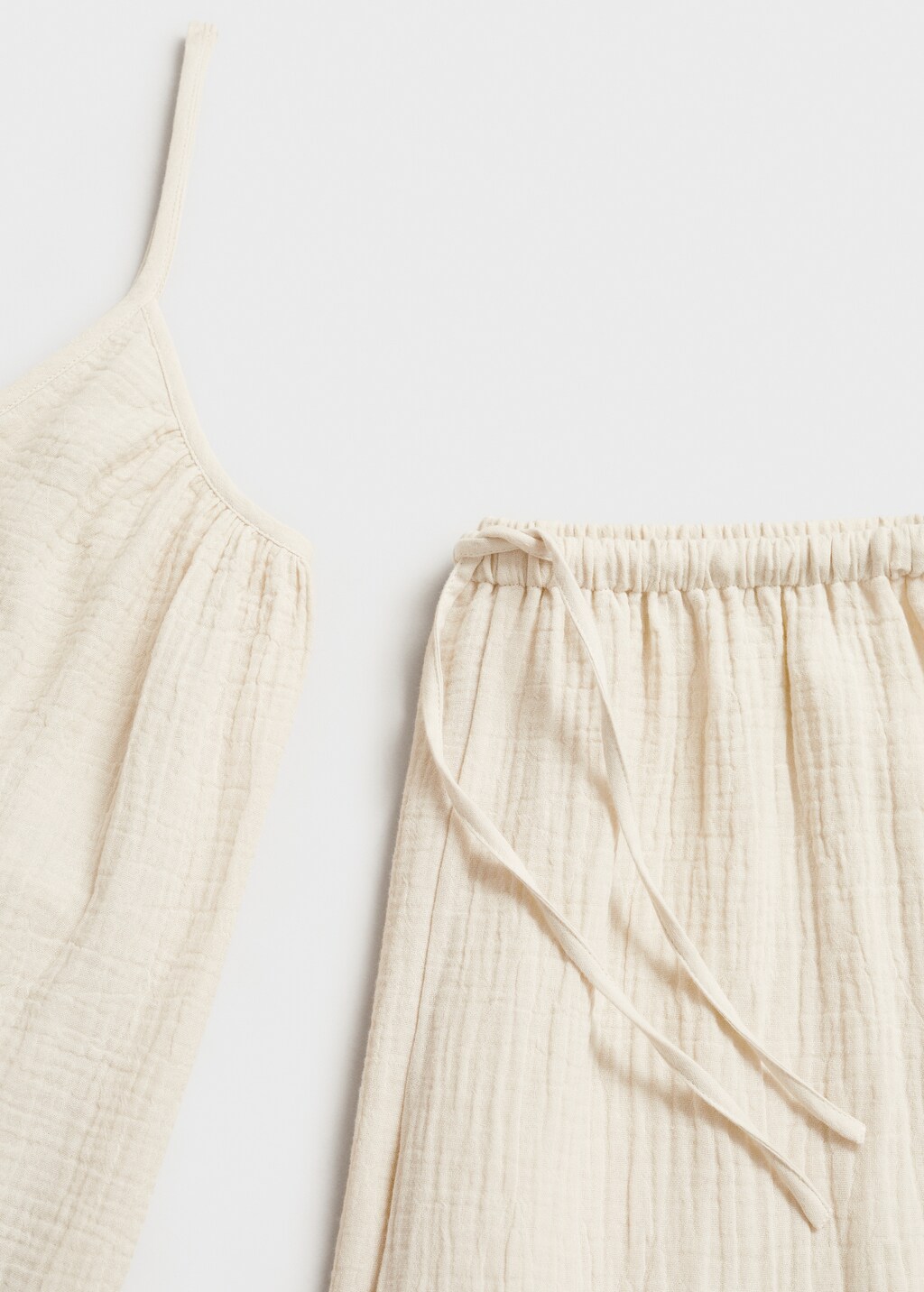 Plain cotton spaghetti-strap pyjama top - White