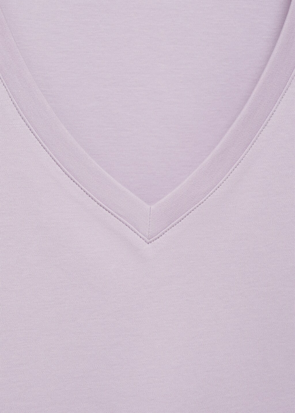 Plain V-neck cotton pyjama t-shirt - Brown