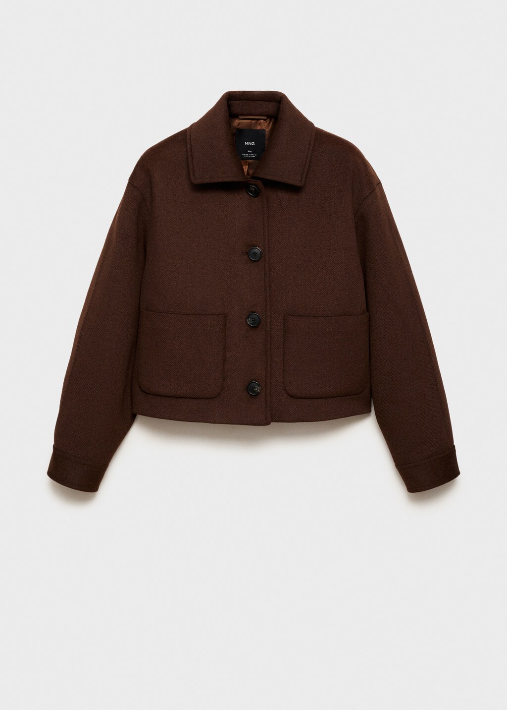 Wool jacket with pockets - Medium Brown