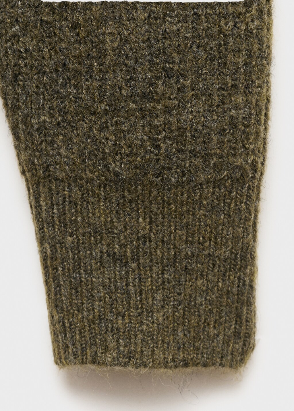 V-neck ribbed cardigan - Khaki