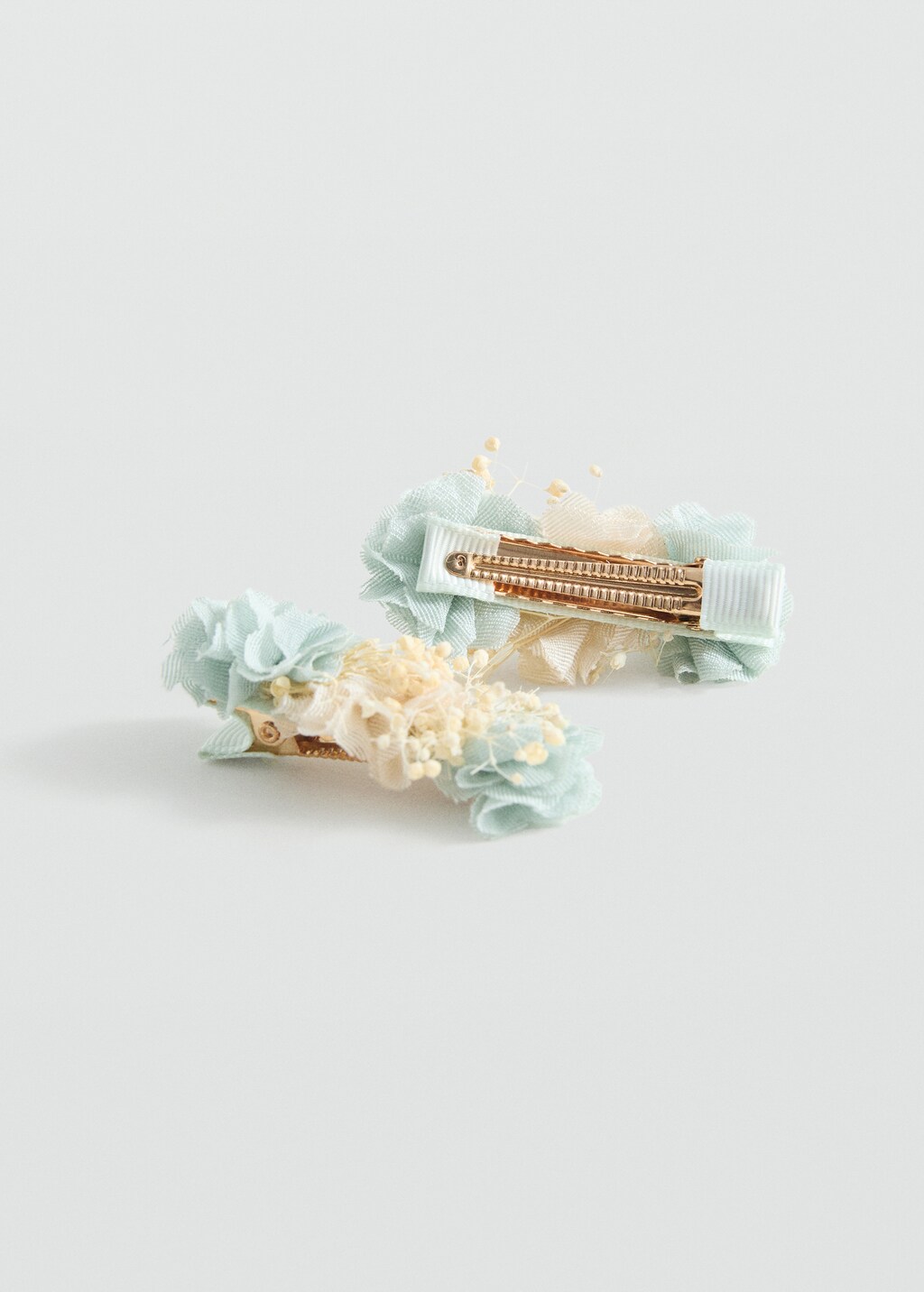 Pack of 2 floral hair clips - Aqua Green