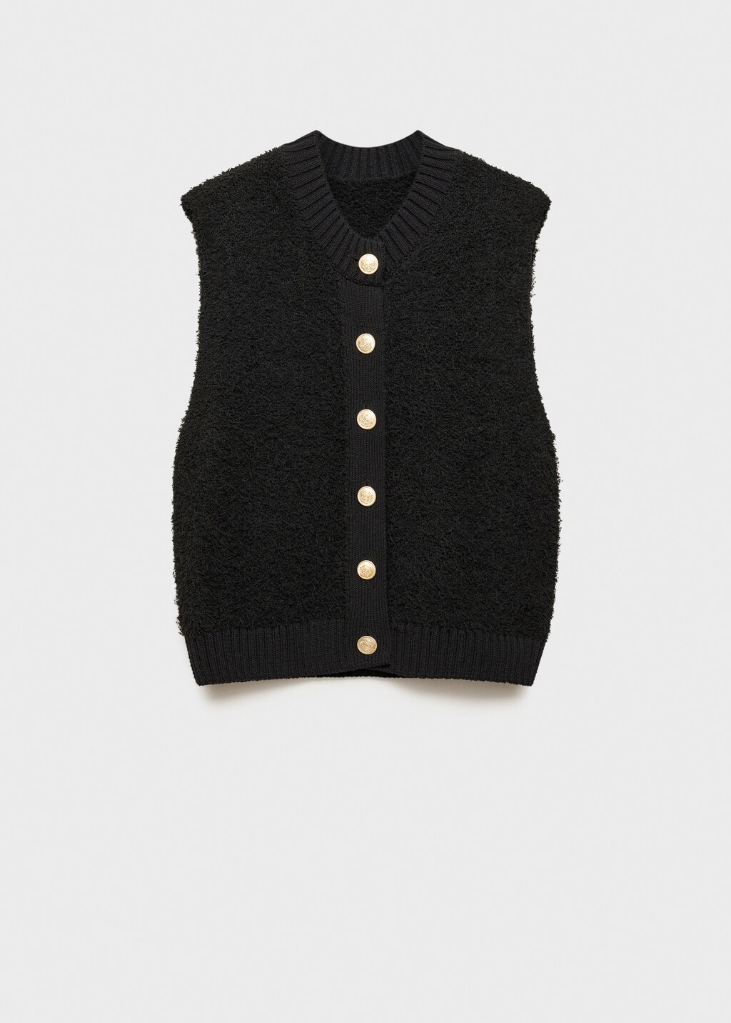 Knitted gilet with buttons - Black