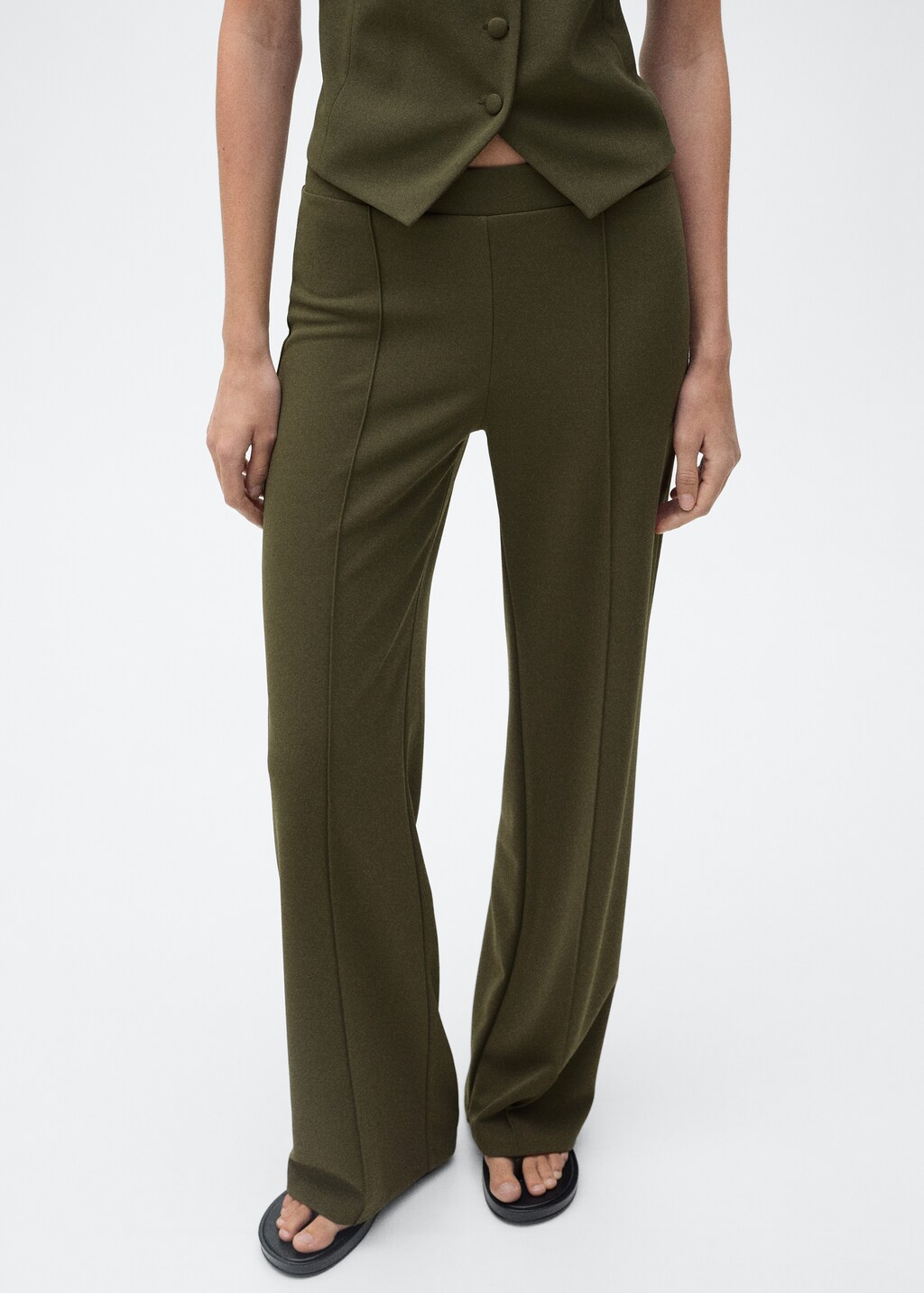 Straight knitted trousers - Black