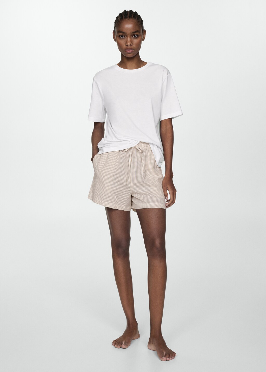 Gingham-check two-piece pyjamas - Dark Navy