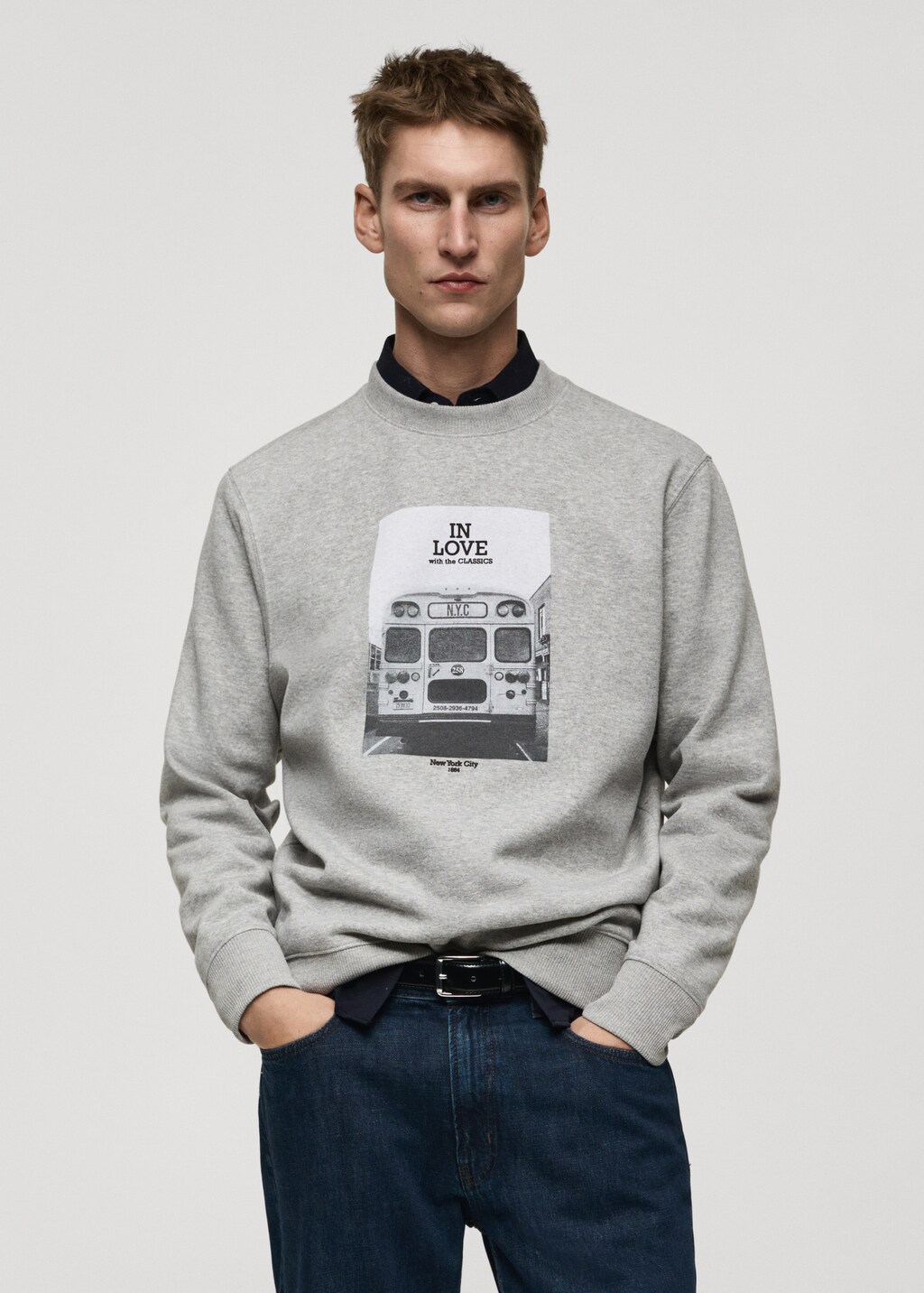 Graphic-print cotton sweatshirt - Dark Heather Grey