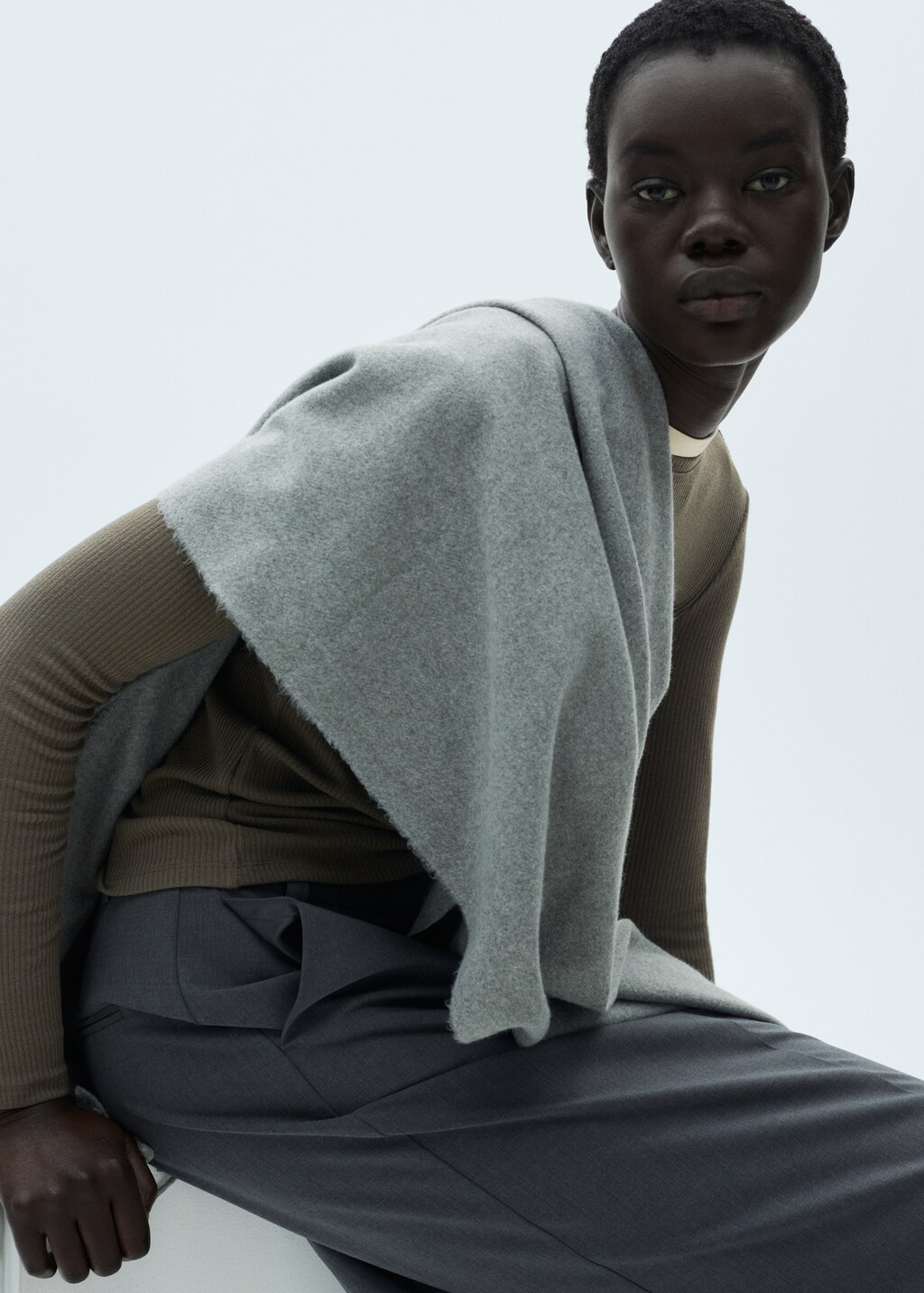 Ribbed long-sleeved t-shirt - Charcoal