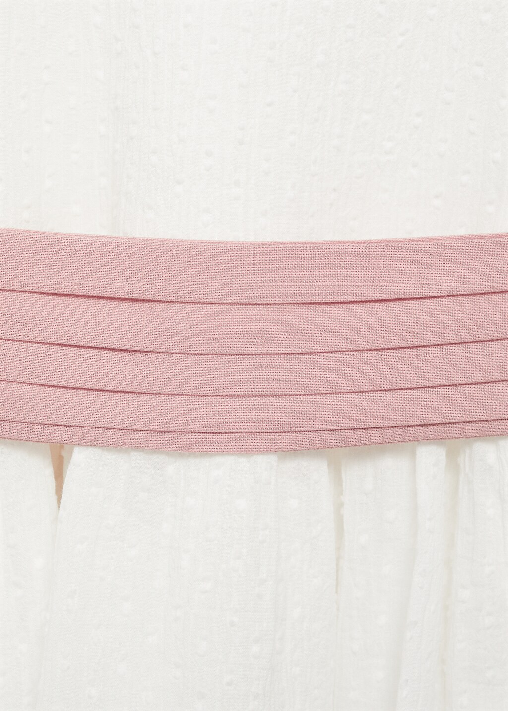 Belt linen dress - White