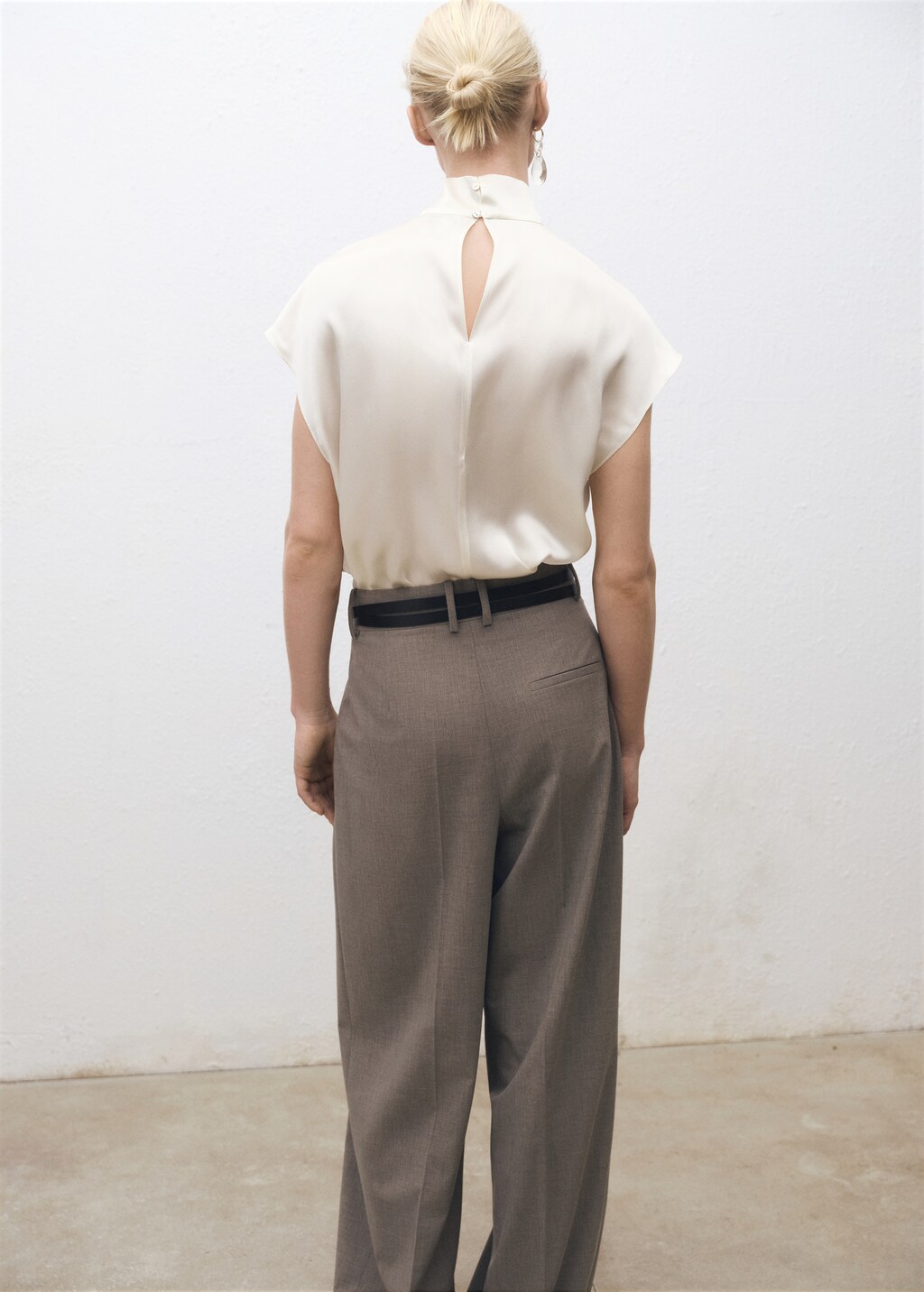 High neck silk blouse - Ecru