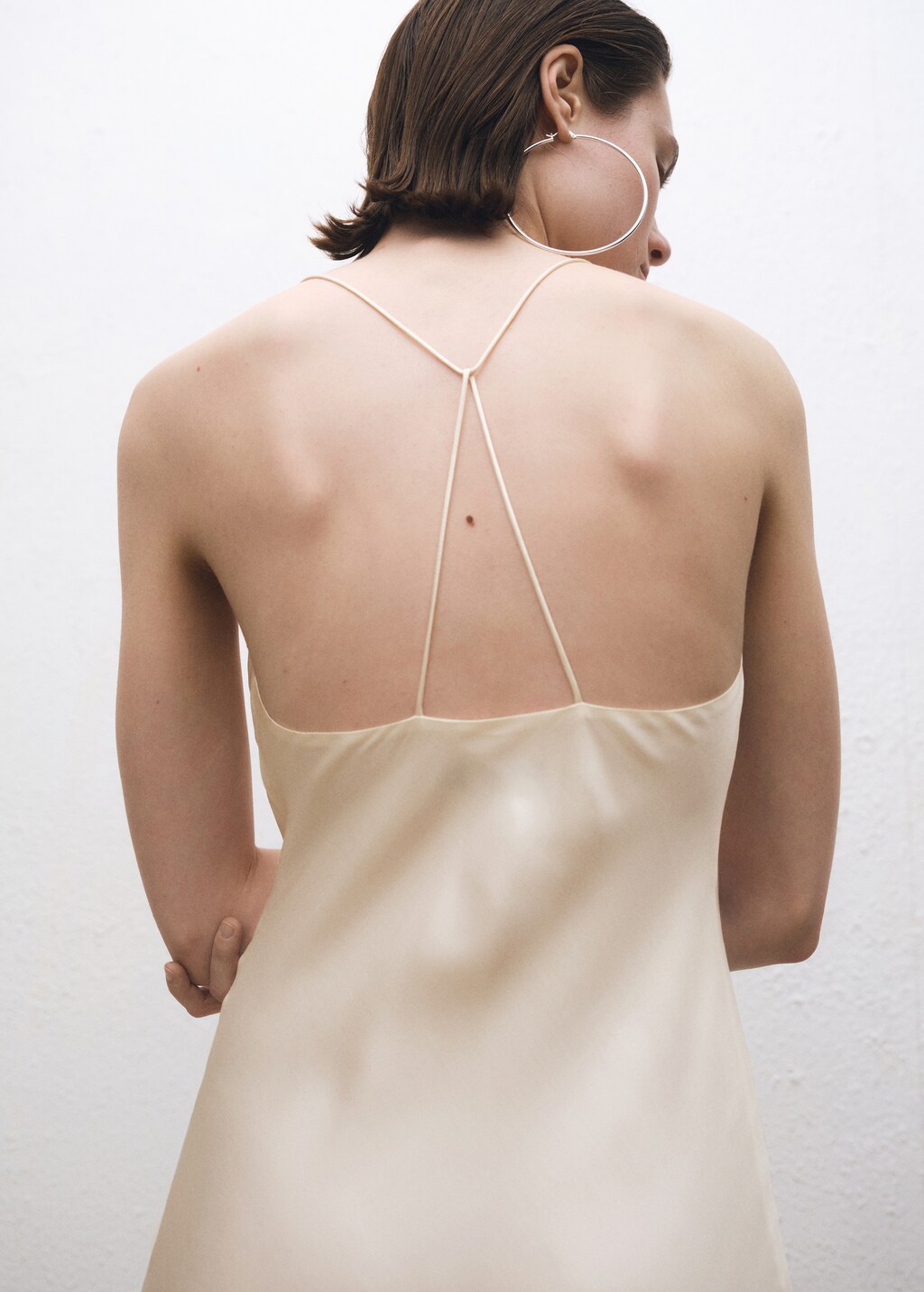 Silk dress with draped neckline - Charcoal