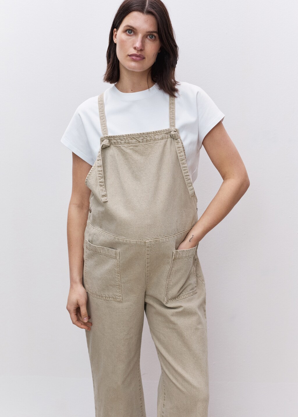 Maternity denim dungarees - Light/Pastel Grey