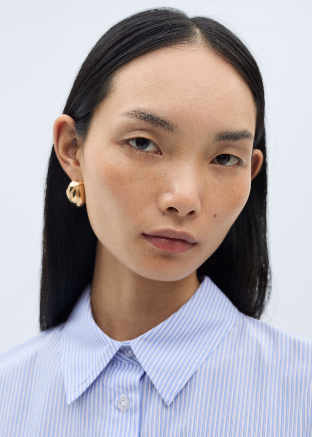 Lace detail shirt dress - Blue