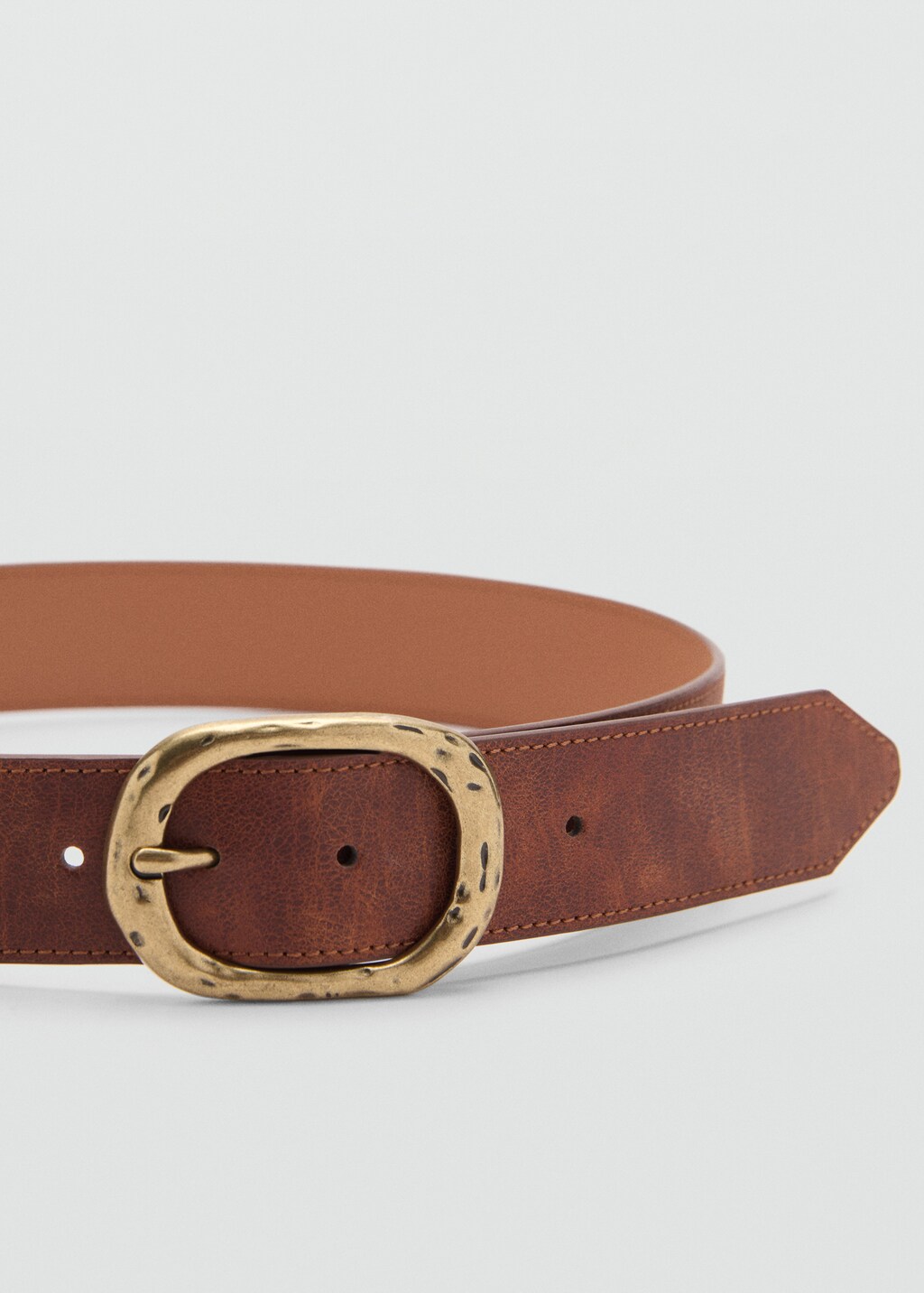 Textured belt with buckle - Brown