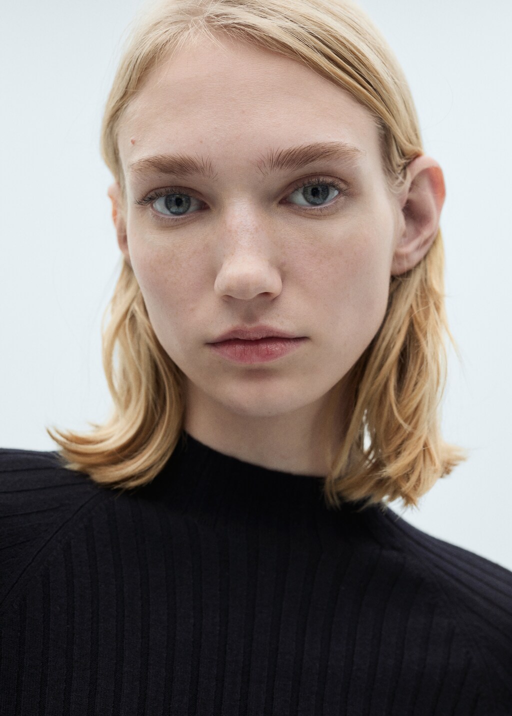 Flared knit dress with perkins collar - Medium Heather Grey