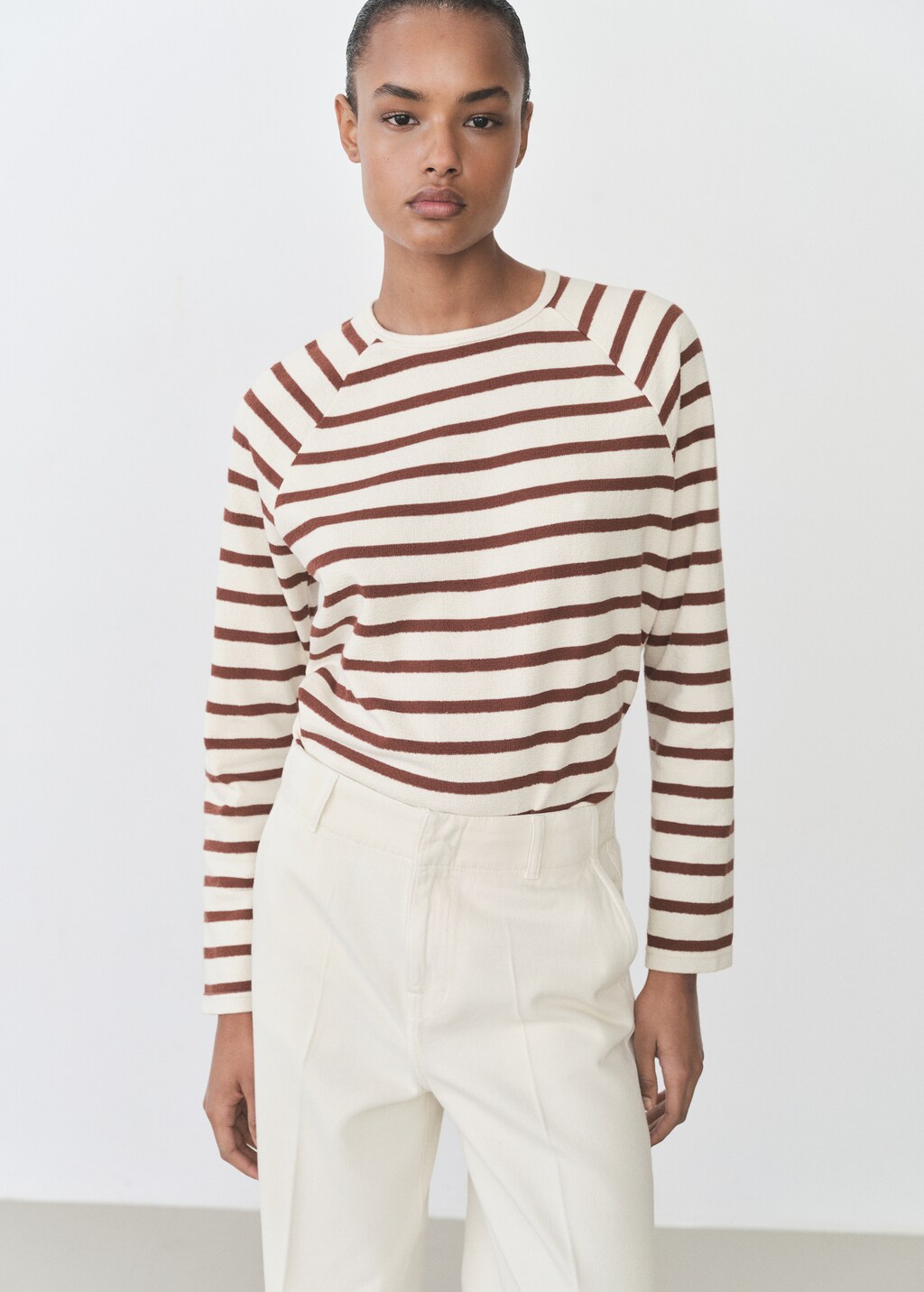 Striped round-neck sweatshirt - Navy