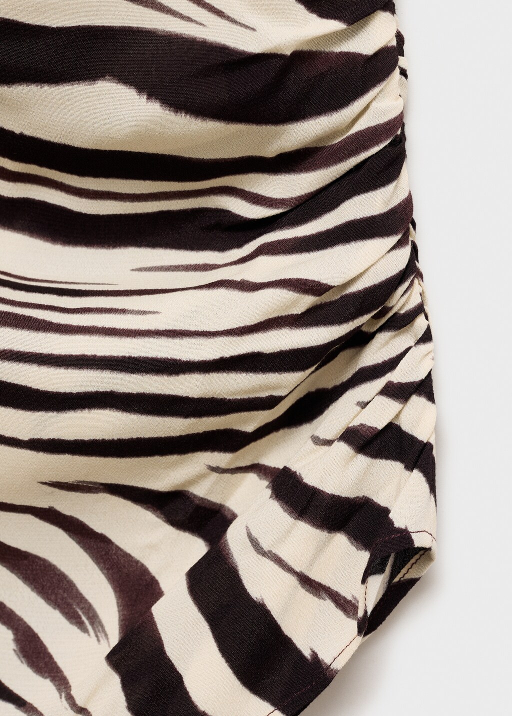 Zebra-print draped blouse - Ecru