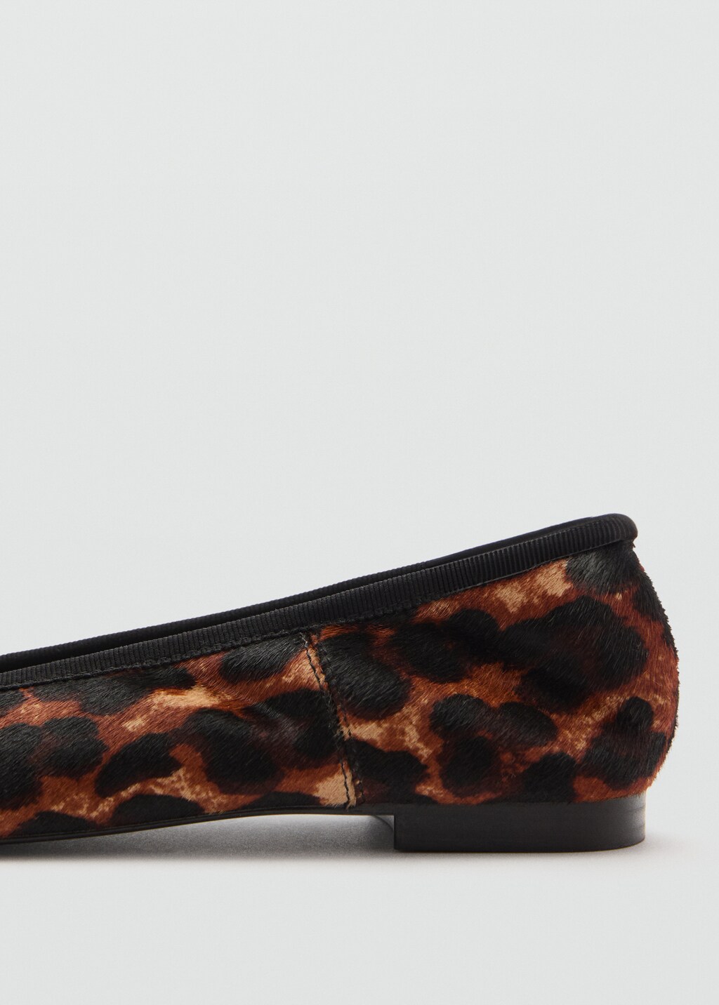 Leather leopard ballerina - Black