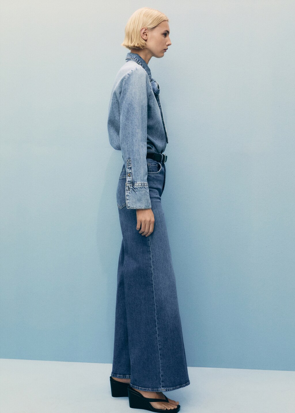 High-rise wideleg jeans - Black denim