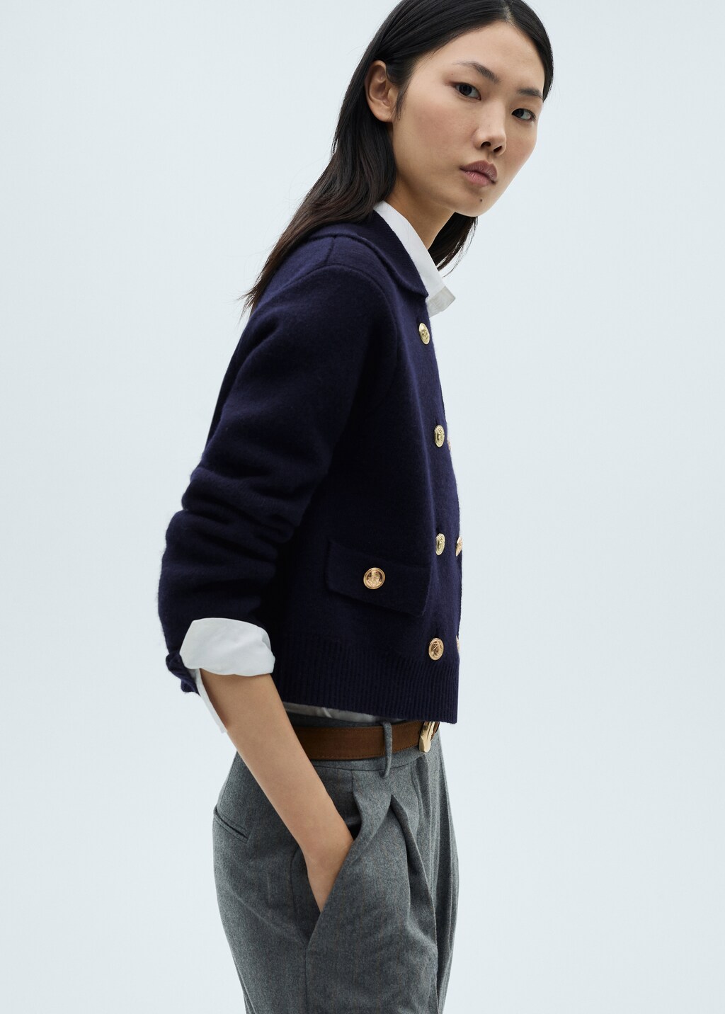 Double-breasted wool jacket - Dark Navy