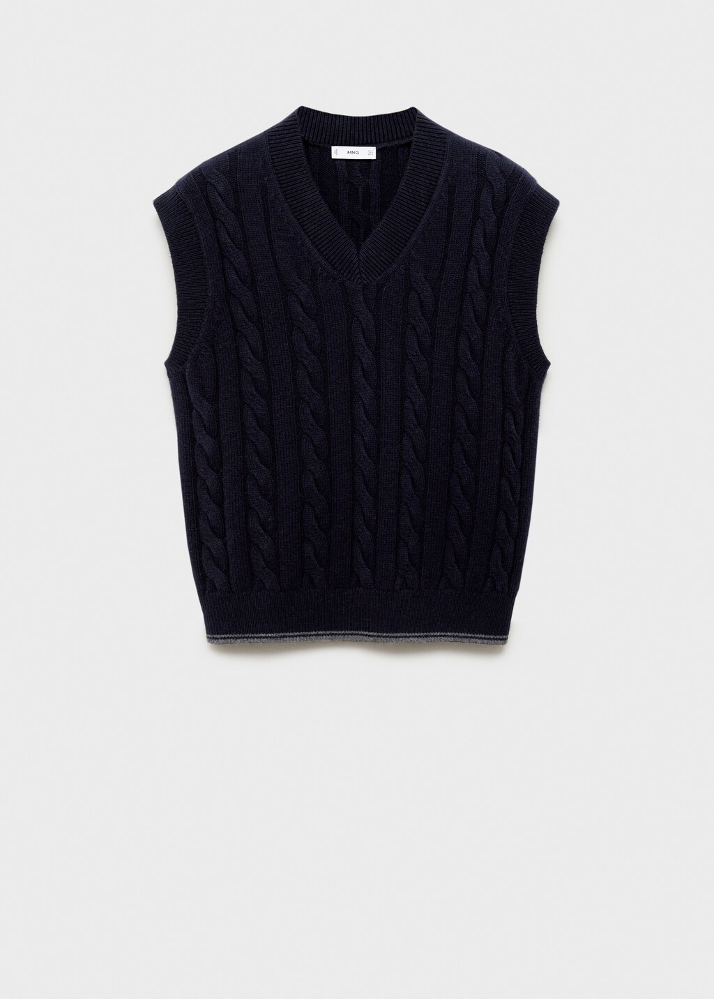 Braided knitted wool waistcoat - Dark Navy