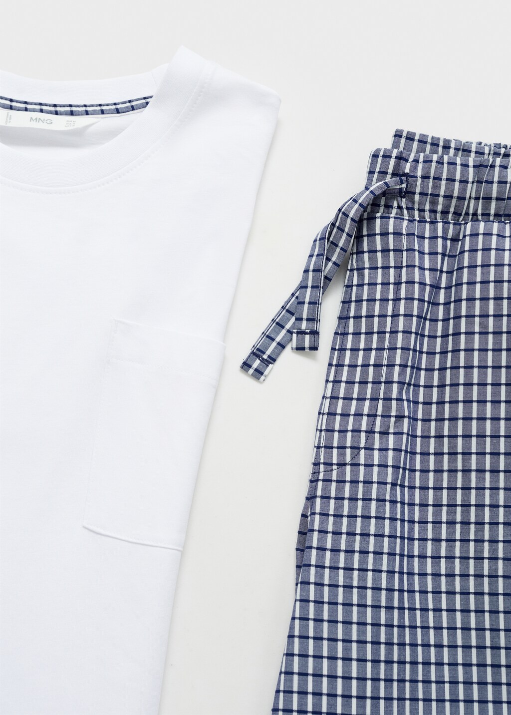 100% cotton check pyjama set - Dark Navy