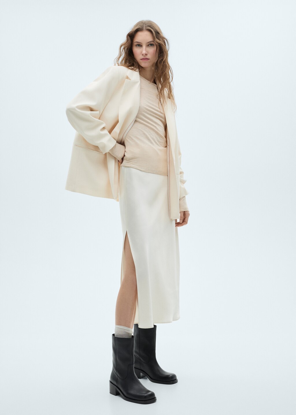 Squared toe leather ankle boots - Black