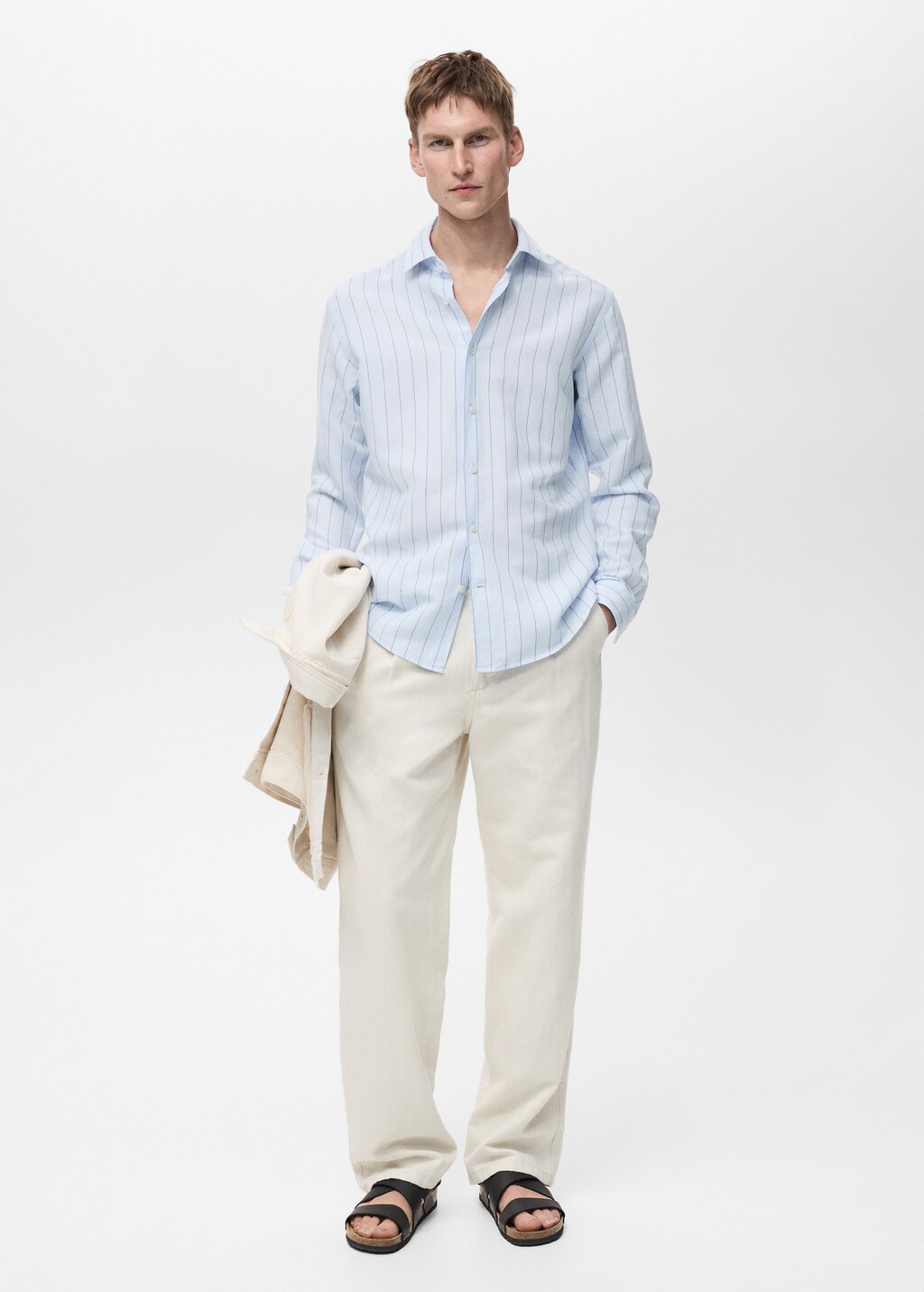 Linen pinstripe shirt - Khaki