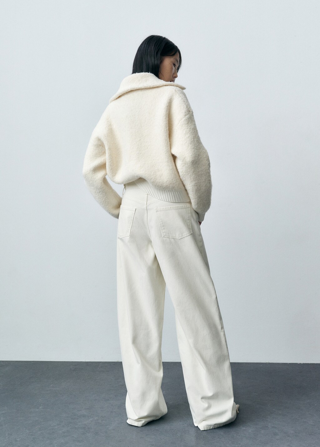 Wideleg jeans with zip - Grey