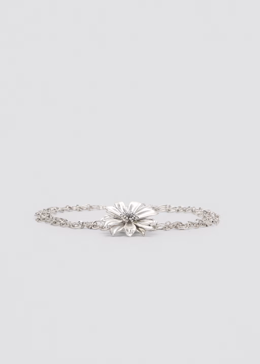 Metal chain flower belt - Silver