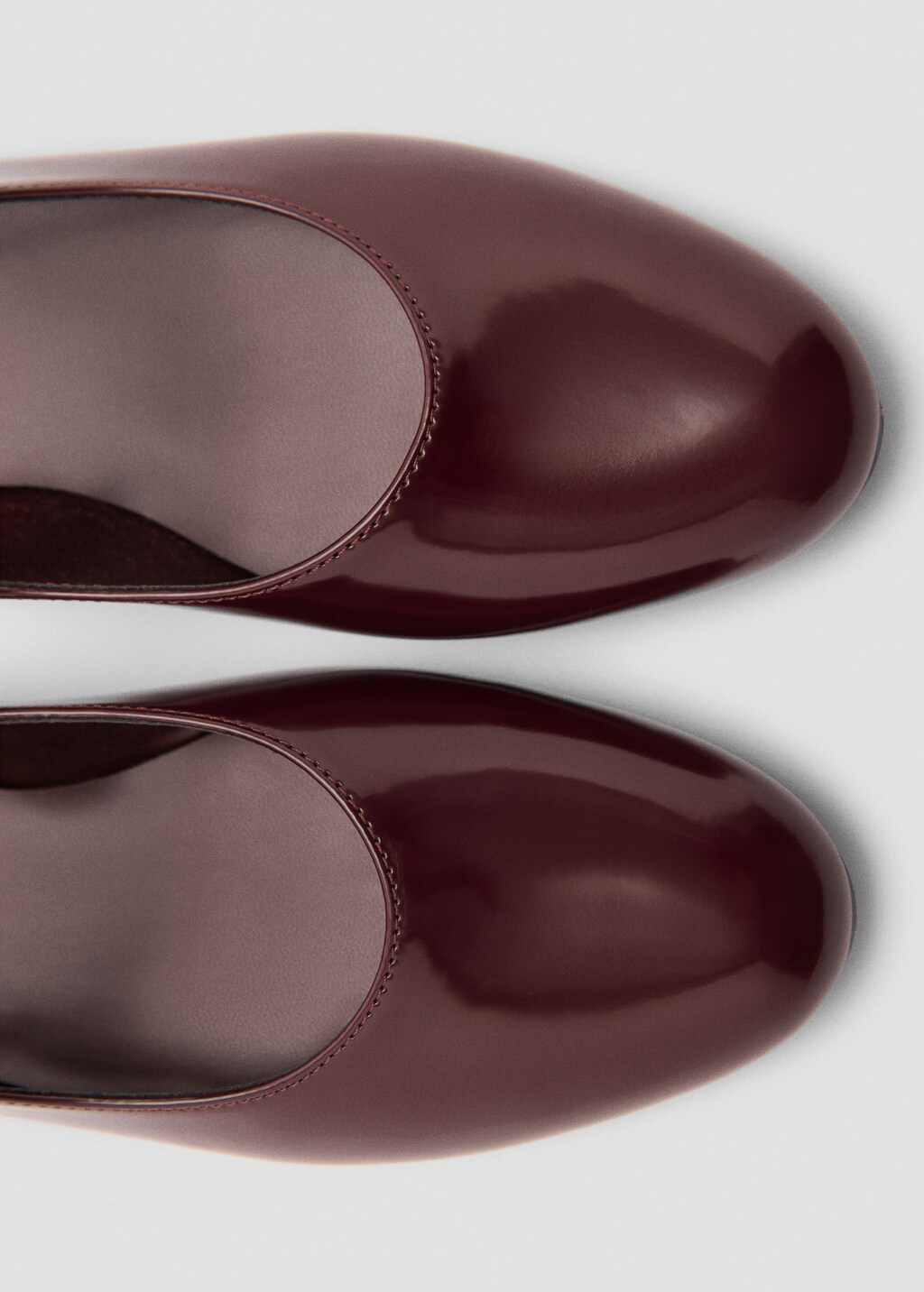 Patent leather-effect ballet flats - Burgundy